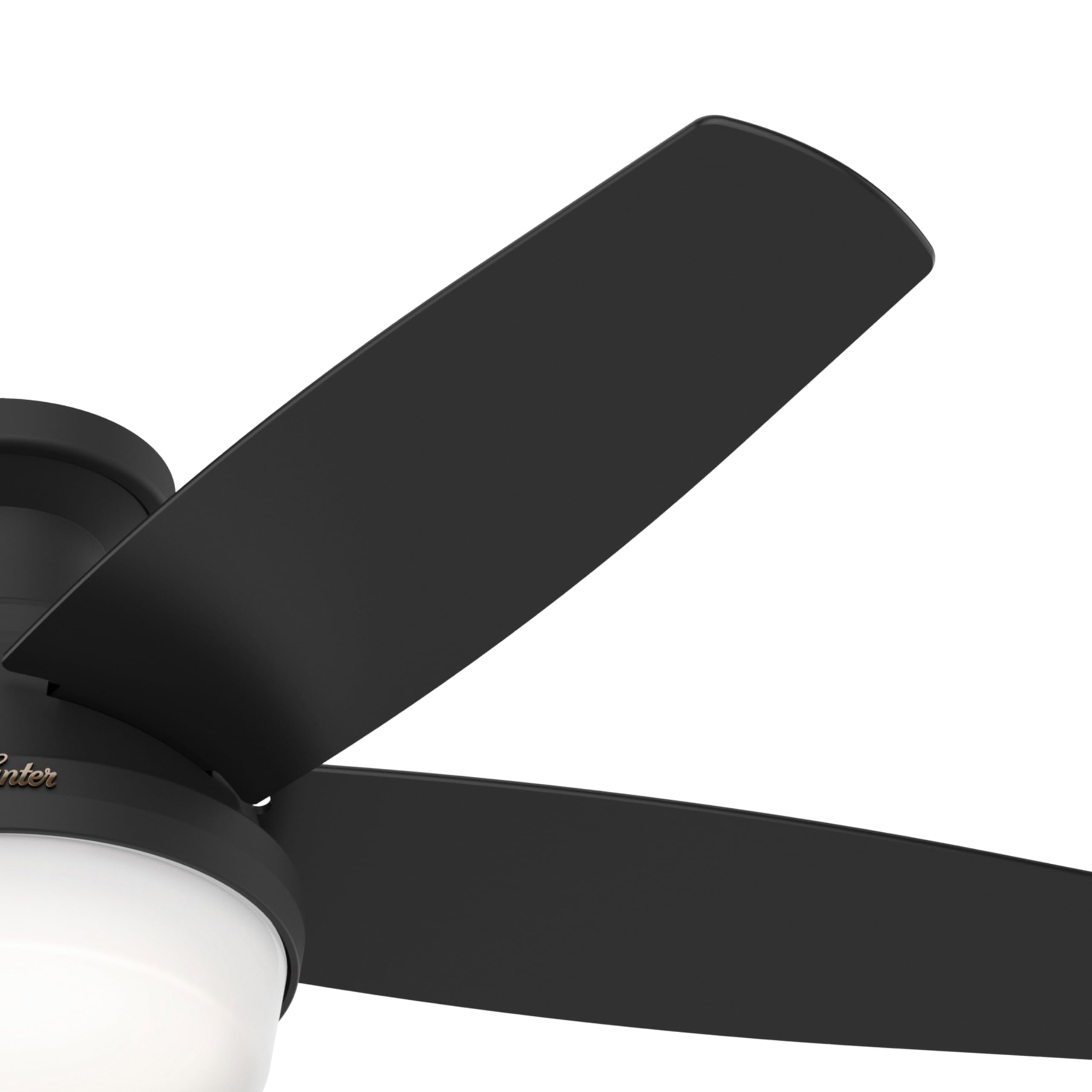 Hunter Fan 48 Inch Black Ceiling Fan with LED Light Kit & Remote Control - Low Profile Energy Efficient Indoor Ceiling Fan for Bedroom, Living Room, Office - Perfect for Home Cooling and Air Circulation