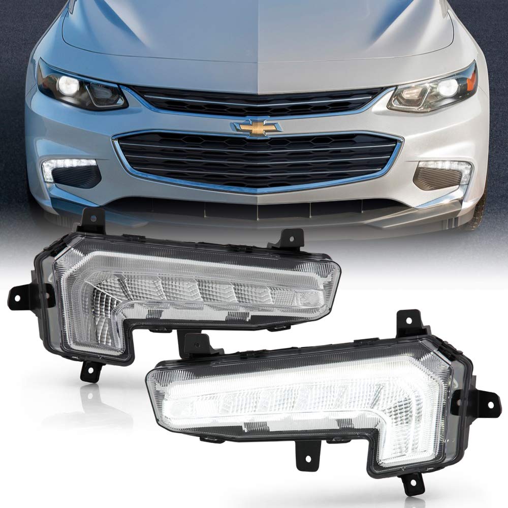 ACANII LED DRL Daytime Running Lights Replacement Set for 2016-2018 Chevy Malibu - Left & Right Front Bumper Lights | Enhanced Visibility & Style for Day & Night Driving