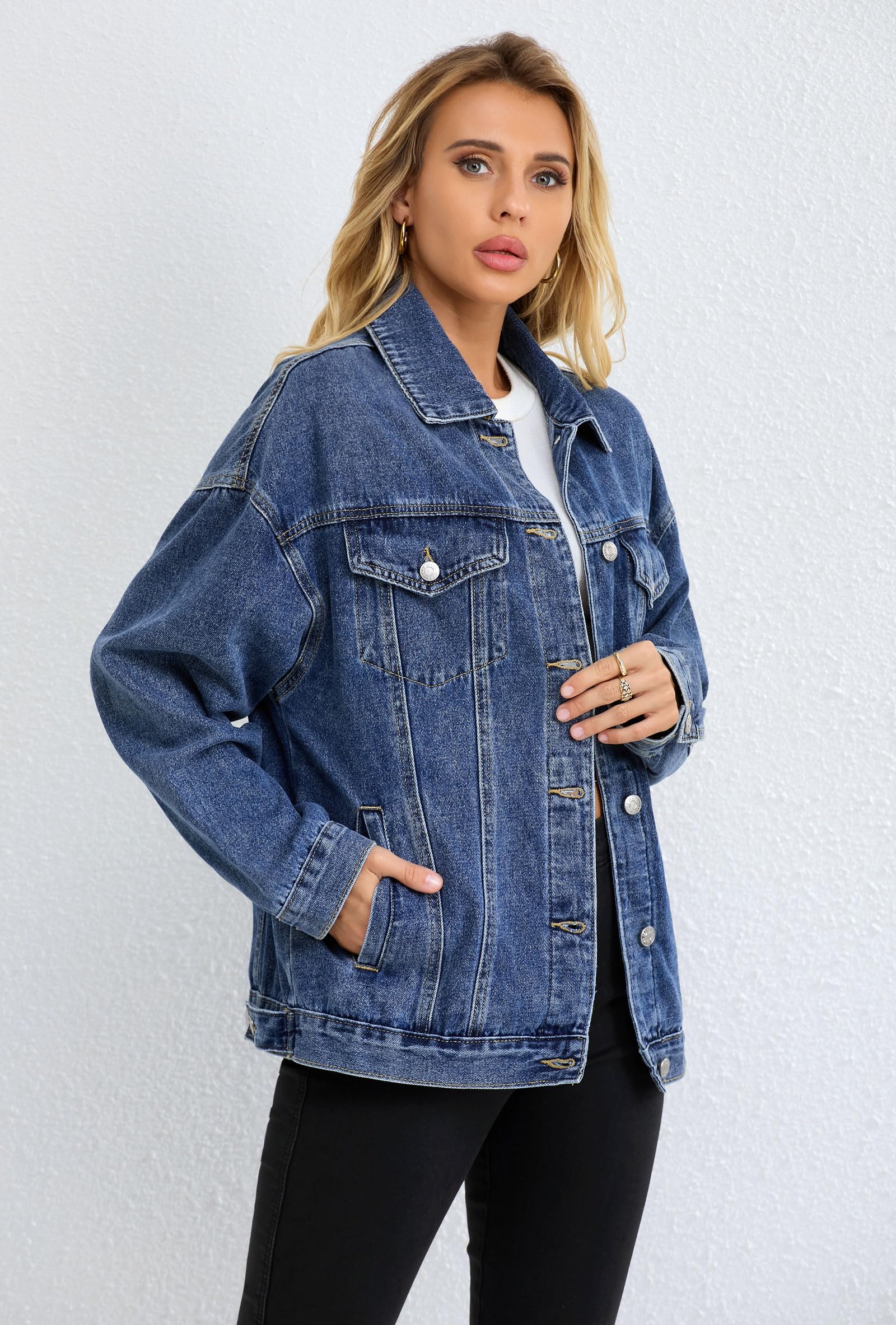 Trendy Oversized Denim Jacket for Women - Loose Fit Boyfriend Style Long Jean Coat | Casual Outfits, Streetwear & Layering Fashion