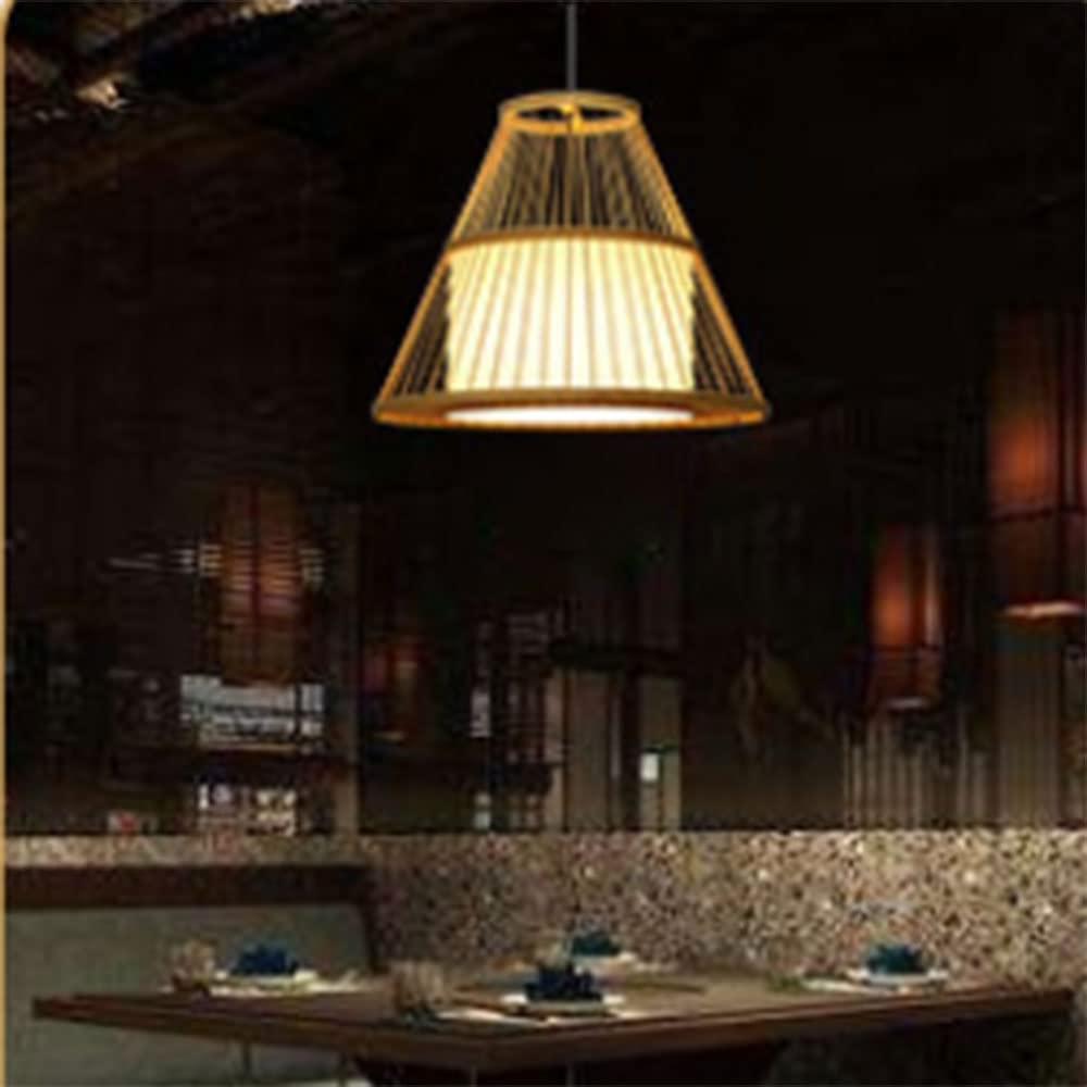 Handwoven Bamboo Pendant Lamp - Natural Rattan Chandelier with Wicker Design for Ceiling Hanging Light Fixture - Boho Style Woven Lampshade for Living Room, Bedroom, Kitchen & Dining Room - Perfect for Farmhouse, Coastal, or Bohemian Home Decor