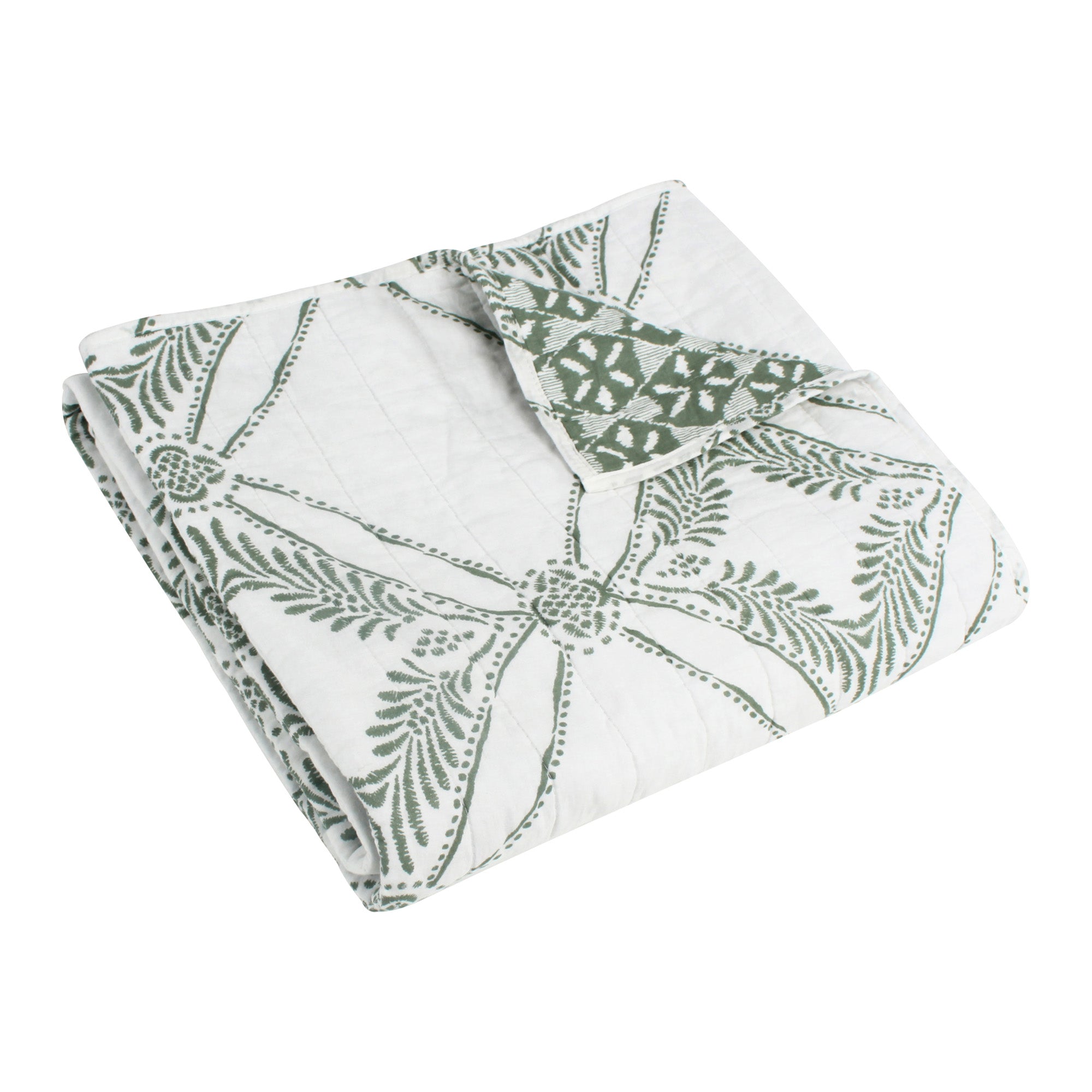 Kemala Sage Quilted Throw Blanket - Soft Lightweight Bedspread for Couch, Sofa & Bed - Cozy Home Decor for Living Room, Dorm or Gift