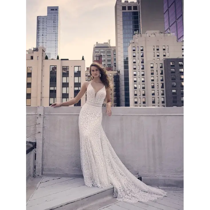 Maggie Sottero Hillary Wedding Dress – Elegant Lace Bridal Gown for Bride, Perfect for Church Ceremony & Outdoor Wedding Photos