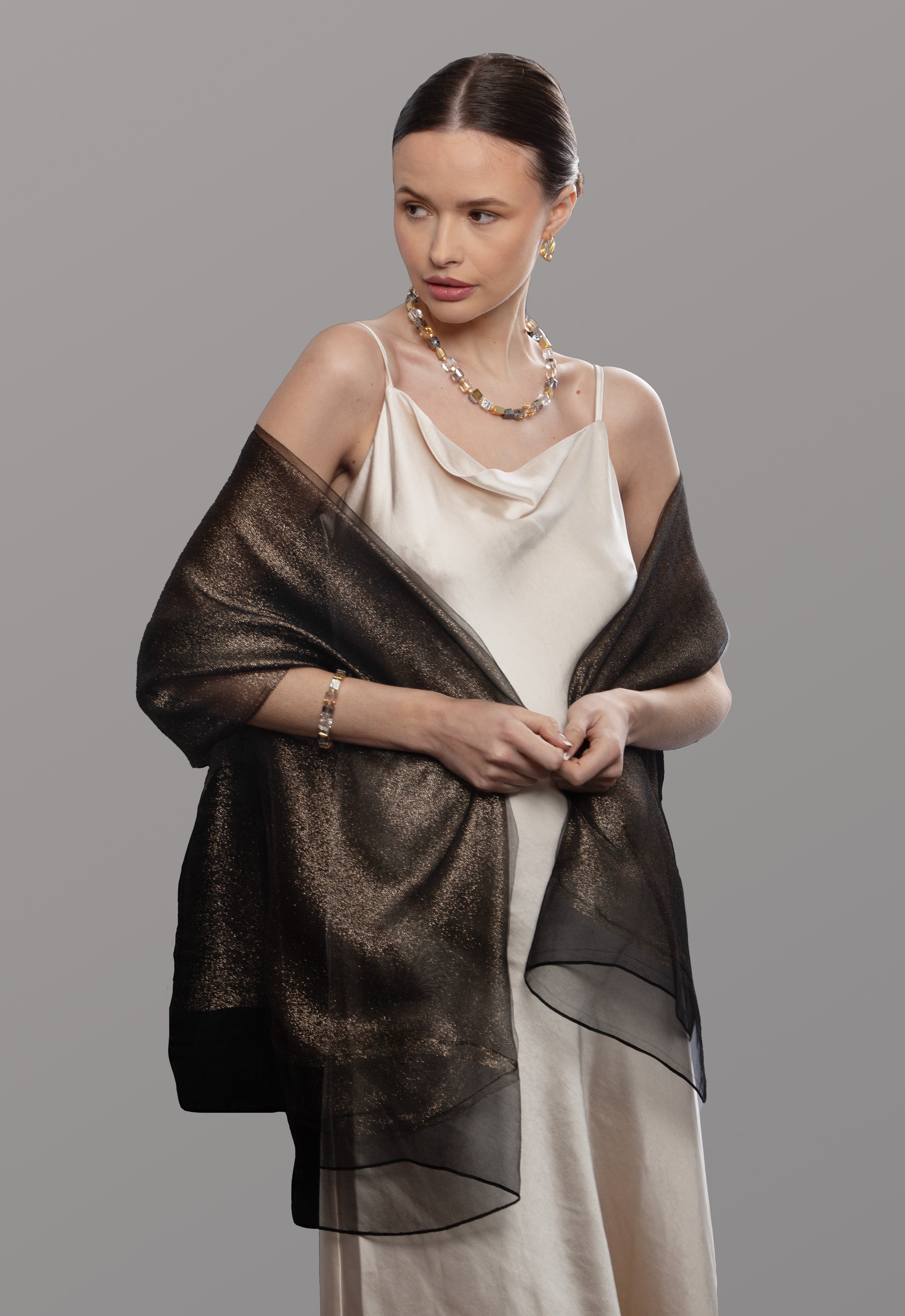 Luxury Silk Scarf for Women - Elegant Glimmer & Shine - Perfect for Parties, Weddings & Special Occasions