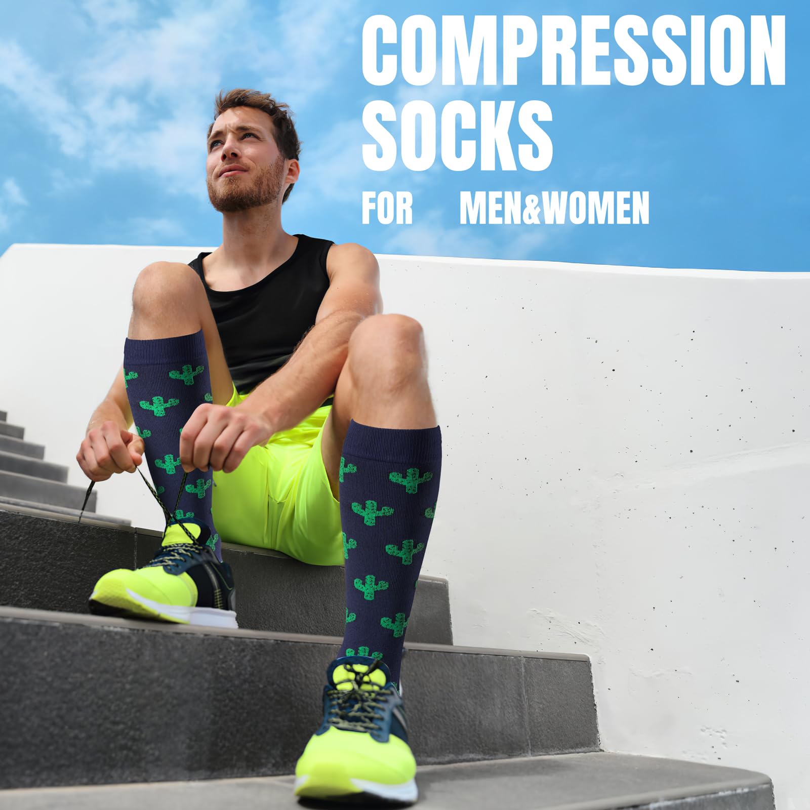 Bropite 8 Pairs Compression Socks for Women & Men (20-30 mmHg) - Best for Running, Nursing, Travel, Yoga - Improve Blood Circulation & Reduce Swelling - Perfect for Athletes, Nurses & Frequent Flyers