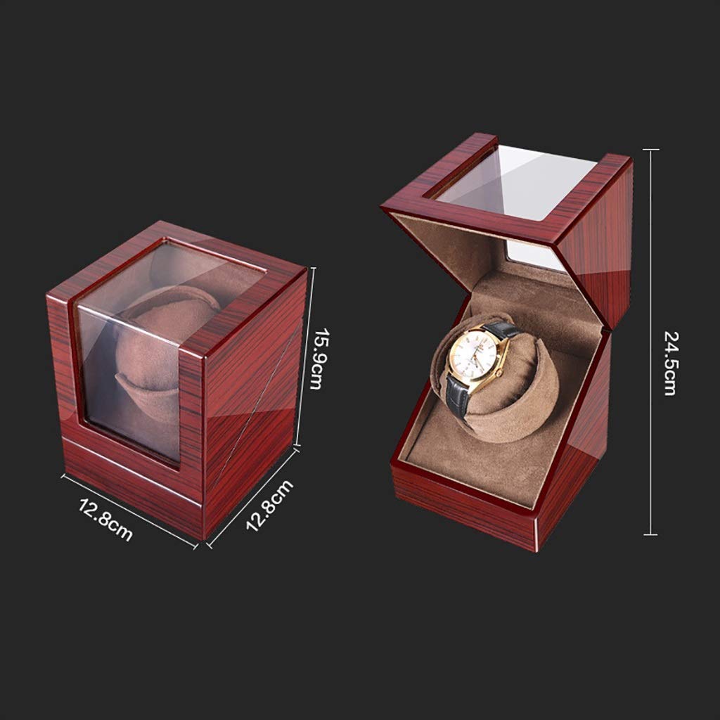 Premium Automatic Single Watch Winder - 100% Handmade Wood Grain & Leather Display Case for Automatic Watches | Perfect for Watch Collectors, Travel & Nightstand Storage | Elegant Coffee Flannel & Black Leather Options
