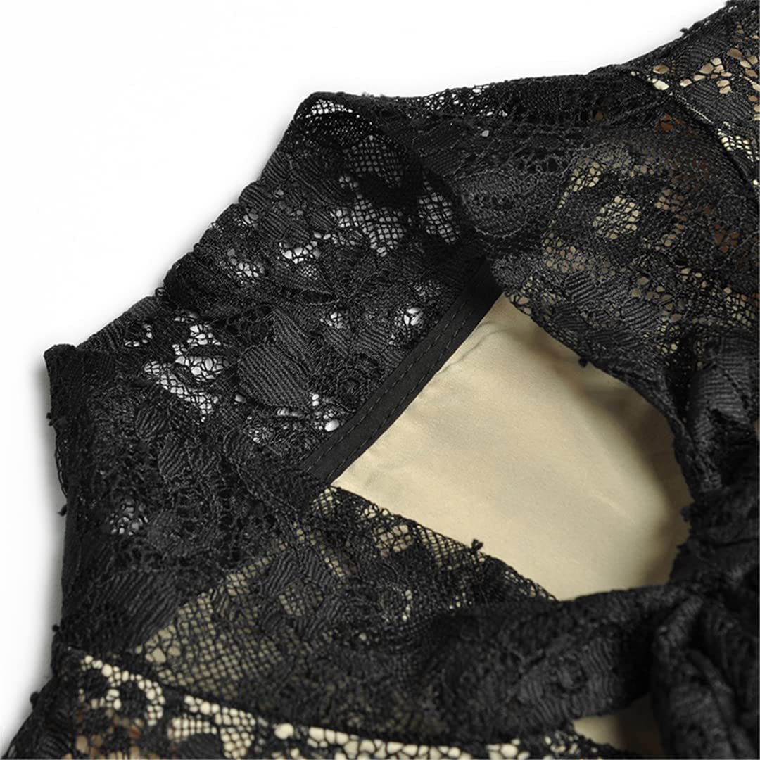 Elegant Black Vintage Lace Dress for Women 2022 Spring Long Puff Sleeve Party Vacation Dress - Perfect for Cocktail Parties, Weddings & Summer Vacations