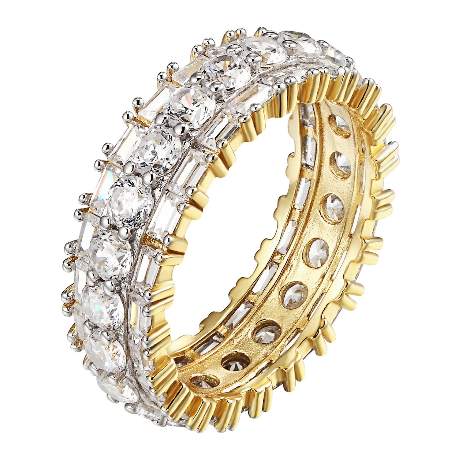 14K Gold Over Sterling Silver Solitaire Eternity Wedding Band - Promise Ring for Women, Anniversary & Engagement Gift - Perfect for Proposals, Vow Renewals & Special Occasions