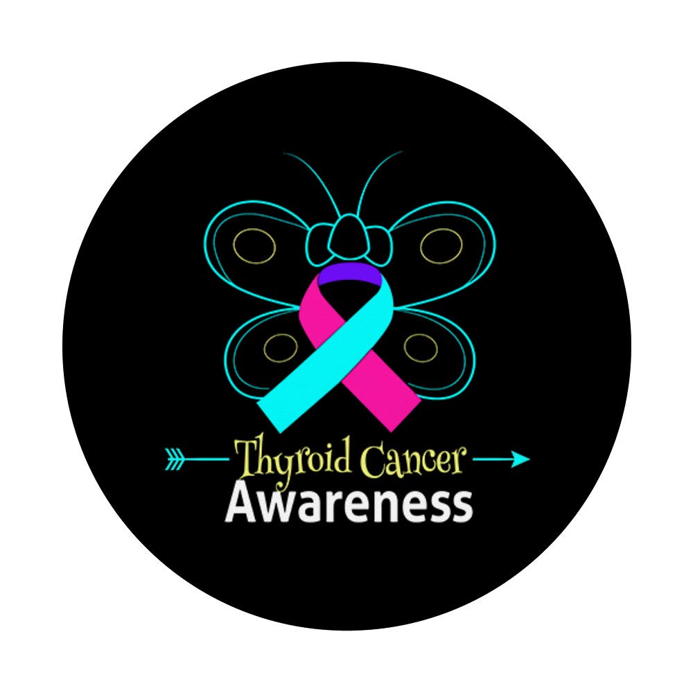 Butterfly Thyroid Cancer Awareness Ribbon PopSockets PopGrip - Swappable Phone Grip for iPhone, Samsung & Tablets - Show Support for Thyroid Cancer Survivors & Patients