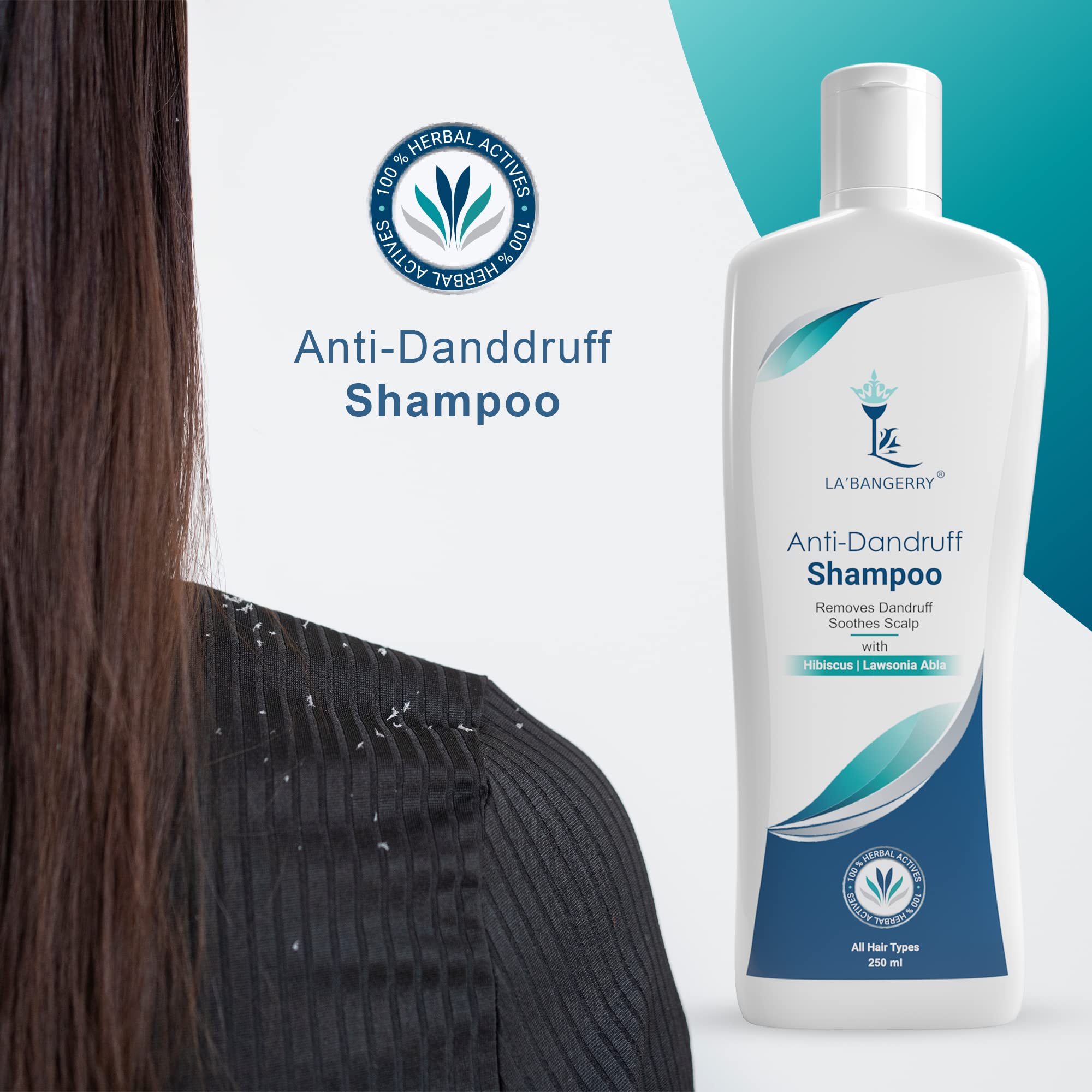 LA'BANGERRY Anti Dandruff Shampoo & Conditioner Set for Dry Scalp Treatment - Sulfate Free, Paraben Free with Hibiscus & Aloe Vera Extract - Dandruff Relief & Scalp Soothing for Men & Women (2 x 250ml) - Perfect for Daily Hair Care & Scalp Health Maintenance