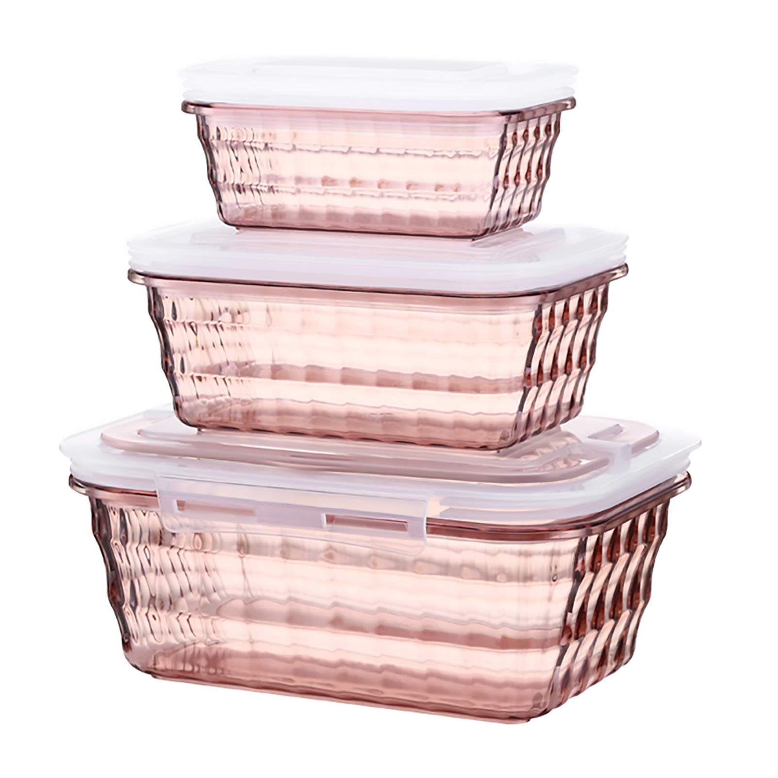 Airtight Food Storage Containers with Lids - 3-Piece Plastic Meal Prep Set for Lunch, Snacks, Fruits & Vegetables | BPA-Free Pantry Organizer (Pink) - Perfect for Home, Office & Picnic Use