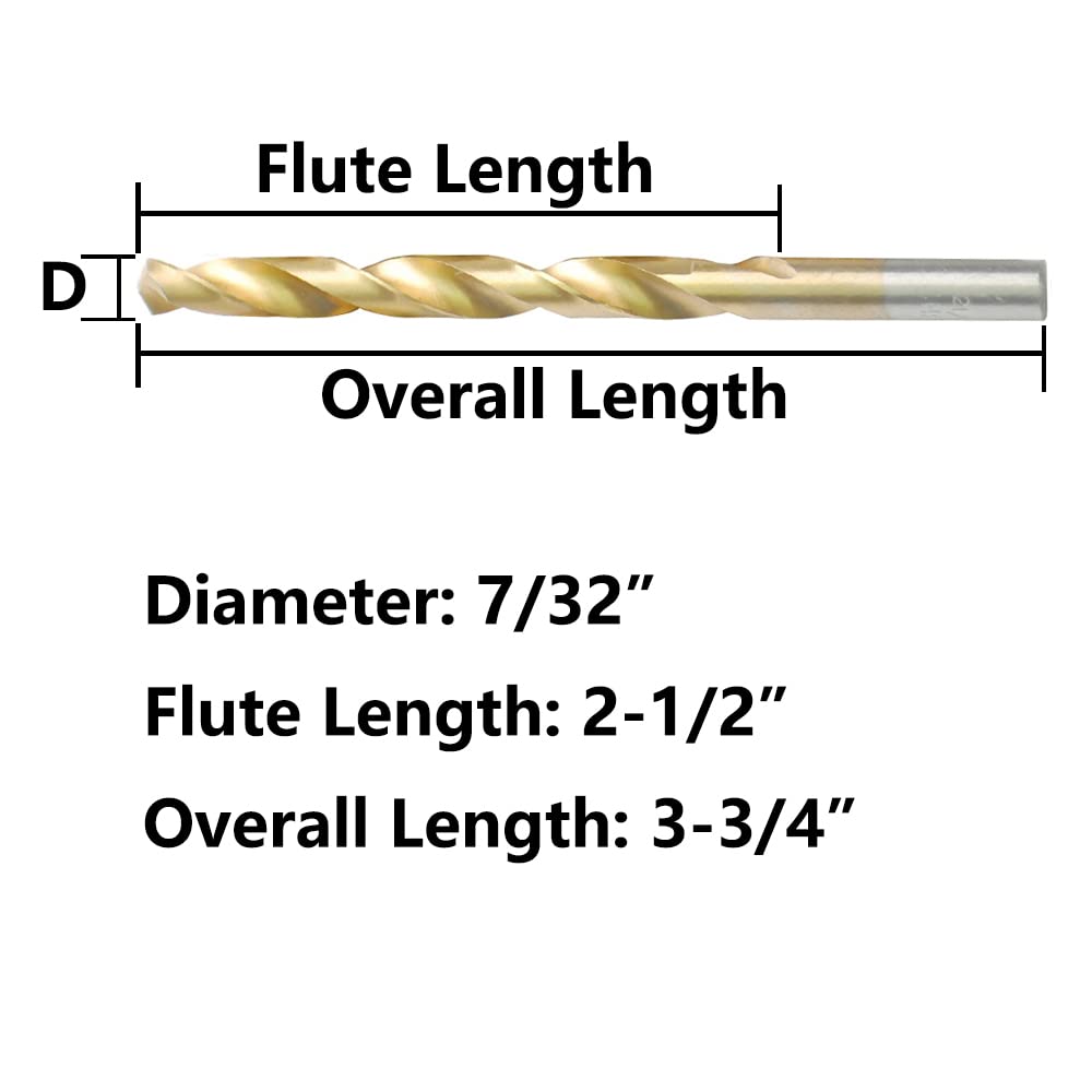 10-Piece Titanium Drill Bit Set - 7/32