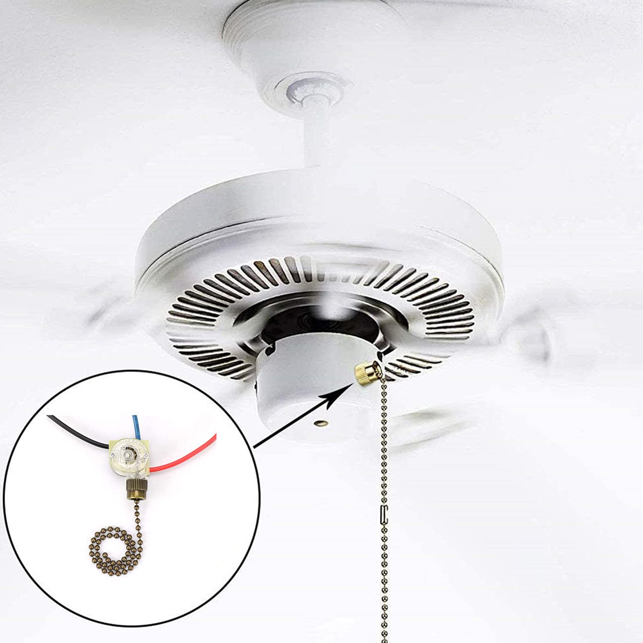 Zing Ear ZE-110 3-Wire 3-Way 2-Circuit 4-Position Ceiling Fan Speed Pull Chain Switch with Bronze Finish - Replacement for Fan Light Control - Perfect for Bedroom, Living Room & Home Office