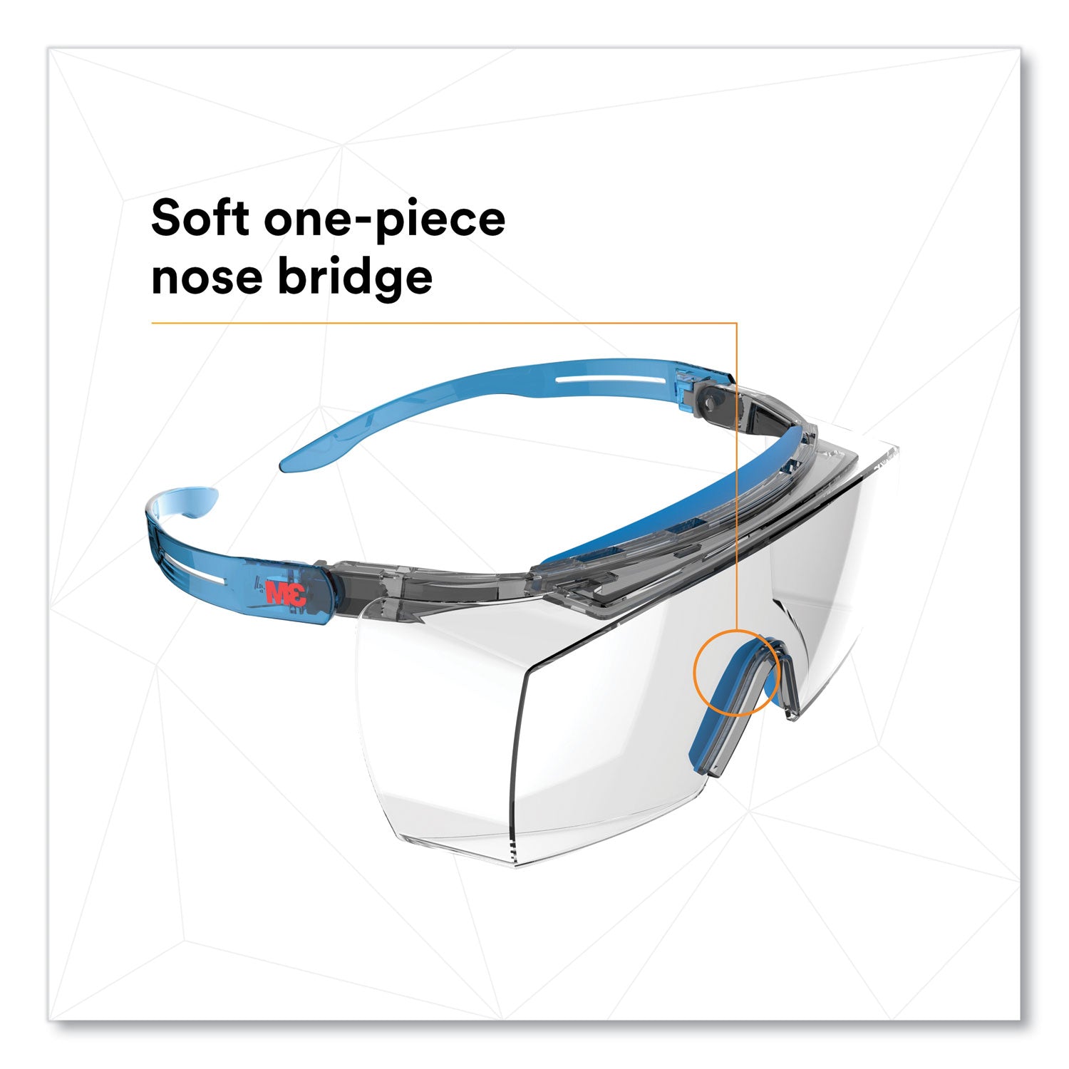 3M™ SecureFit Protective Safety Glasses 3700 OTG Series - Blue Plastic Frame with Clear Polycarbonate Lens for Construction, Lab & DIY Projects