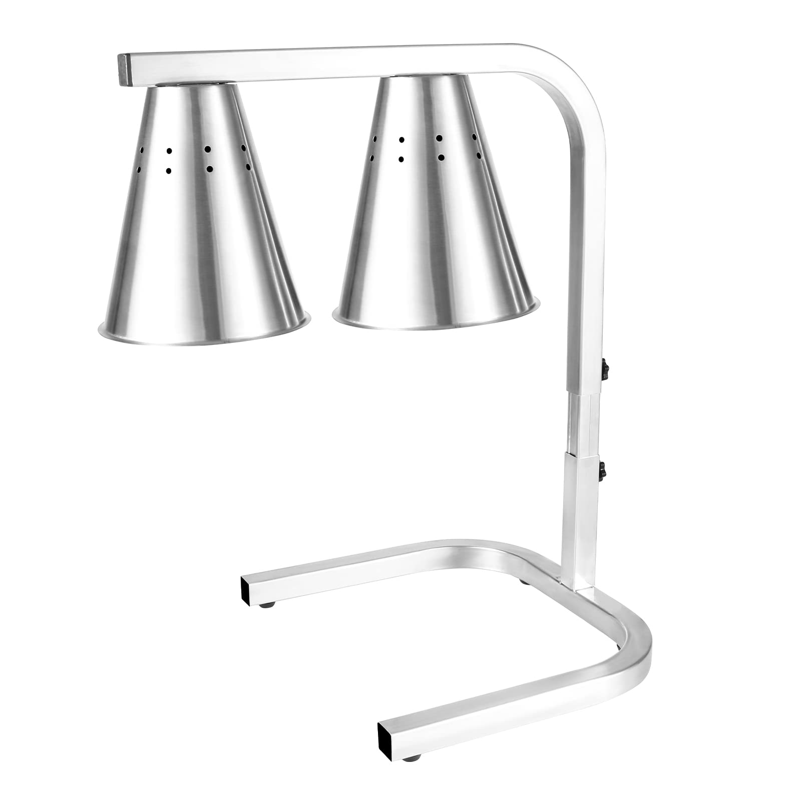 Commercial Food Heat Lamp - 120V Stainless Steel Portable Food Warmer with 2x 250W Bulbs & Fan-Shaped Lampshade for Restaurants, Buffets & Catering Services - Perfect for Keeping Dishes Warm at Events & Food Stations