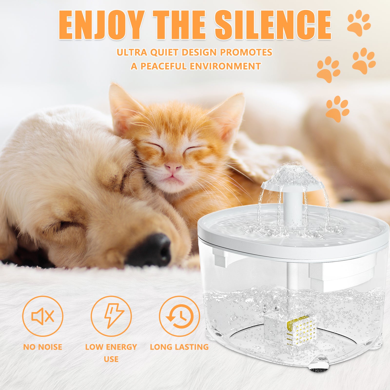 2.8L/95oz Automatic Pet Water Fountain - BPA-Free Electric Drinking Bowl for Cats & Dogs - Ideal for Home, Office, or Travel Use