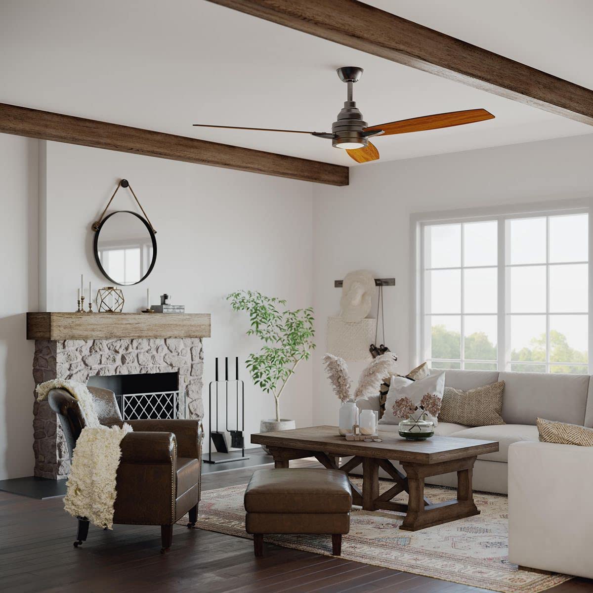 Progress Lighting P2554-2030K 3-Blade Bronze Ceiling Fan with Light Kit - Perfect for Living Room, Bedroom & Patio Cooling