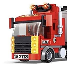 General Jim's Big Red Semi-Truck Building Blocks Set - 1200+ Pieces, Compatible with Lego & Major Brick Brands | STEM Educational Toy for Kids, DIY Construction Vehicle Model for Creative Play & Display