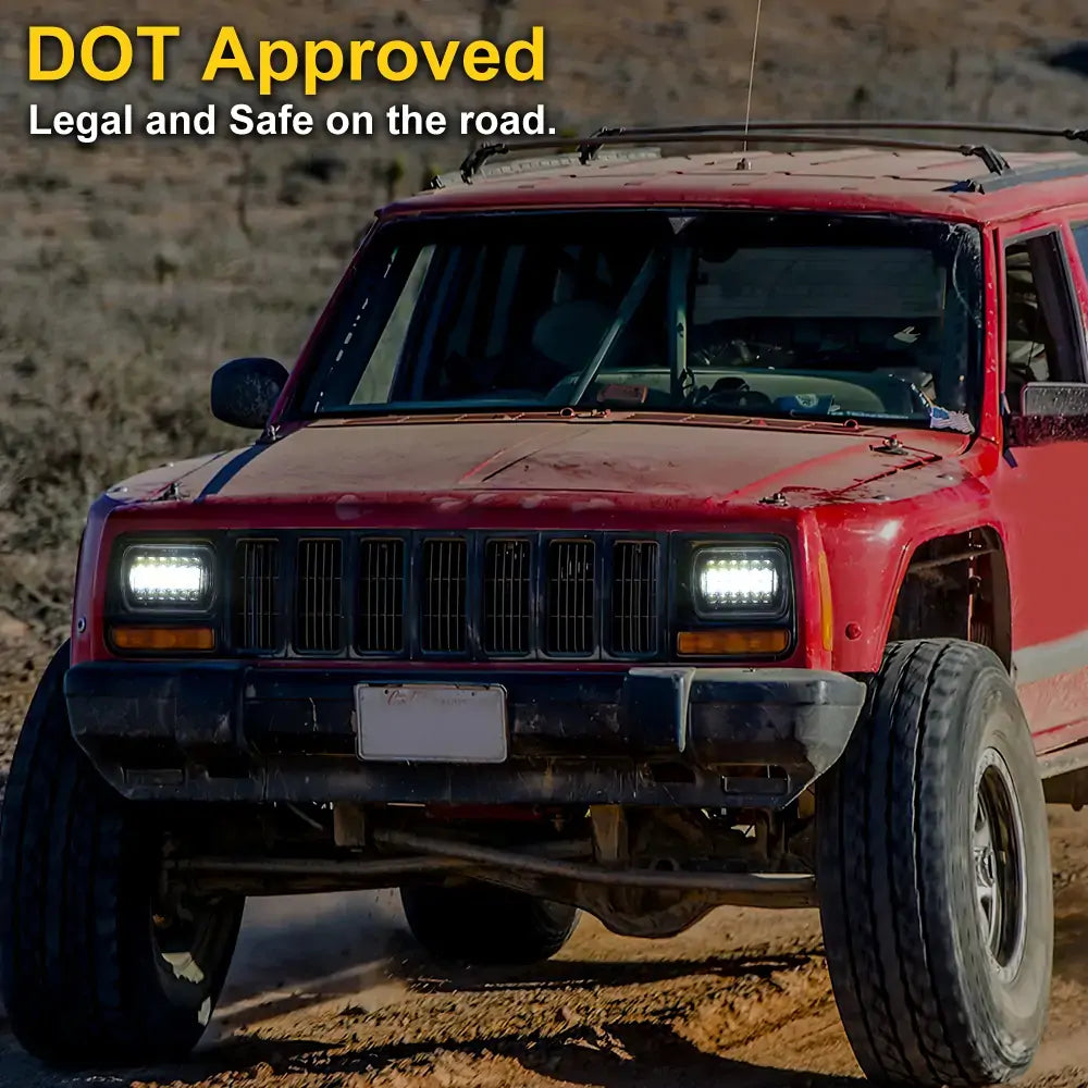 5x7 72W LED Headlight Replacement for Sealed Beam with DRL - High Brightness, Energy Efficient, Easy Installation | Perfect for Trucks, Jeeps, SUVs & Off-Road Vehicles | Pair