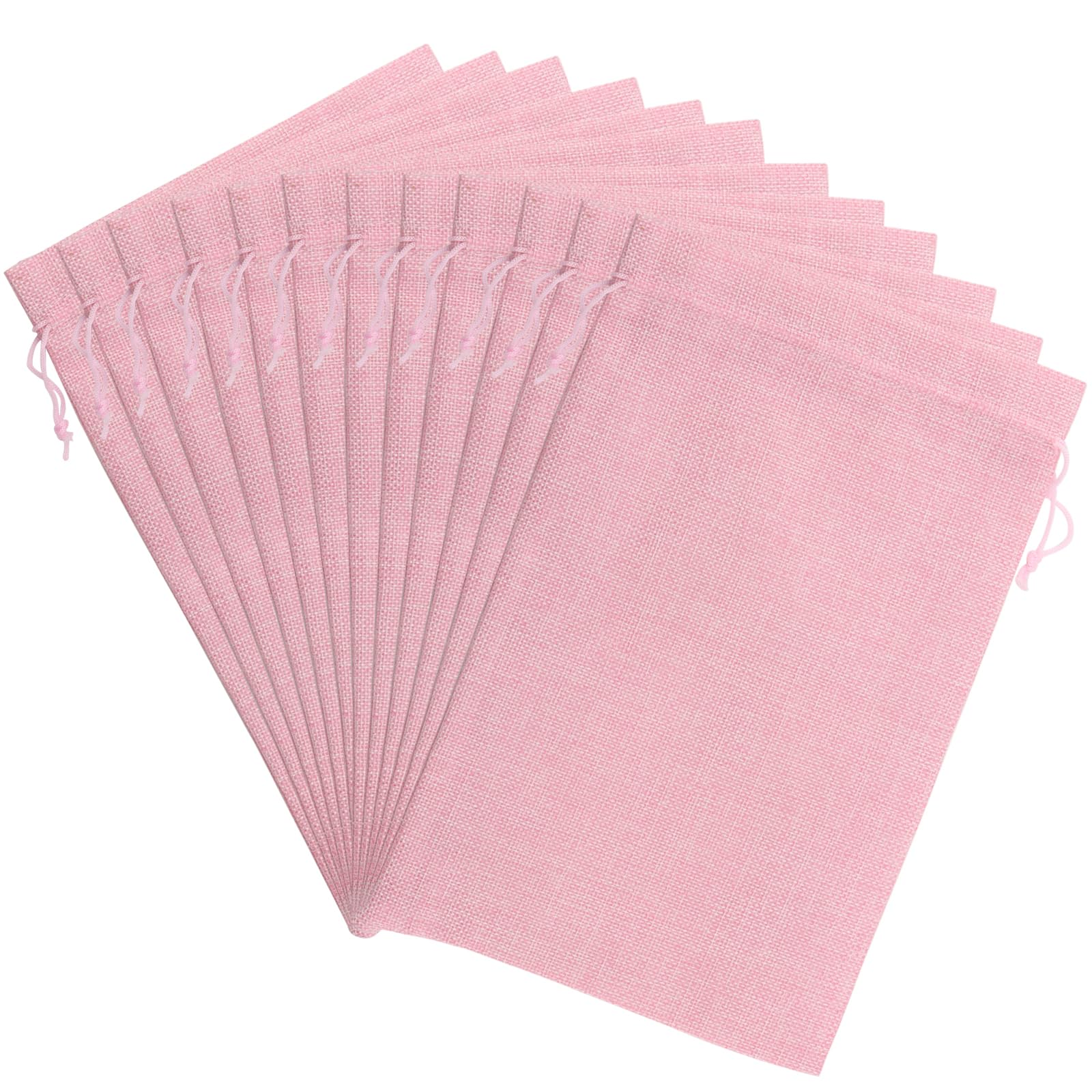 ZOENHOU 30 Pack 8x12 Inch Large Pink Burlap Drawstring Bags - Durable Jute Gift Bags for Party Favors, DIY Crafts, Wedding Decor & Rustic Home Storage