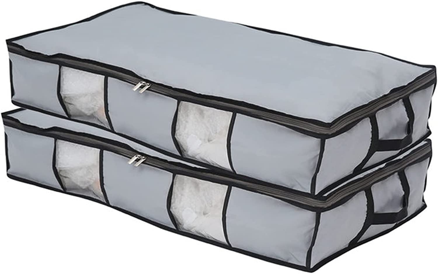 Baijiexun Foldable Underbed Storage Bags - 2 Pack Large Thick Breathable Zippered Organizers for Clothes, Blankets & Seasonal Items | Space-Saving Bed Storage Solution for Dorm, Apartment & Travel