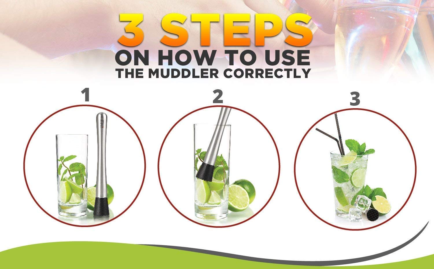 Premium 8 Inch Cocktail Muddler for Mojitos & Mixed Drinks - Stainless Steel Bar Tool for Bartenders & Home Mixologists - Perfect for Mojitos, Old Fashioned & Cocktail Making