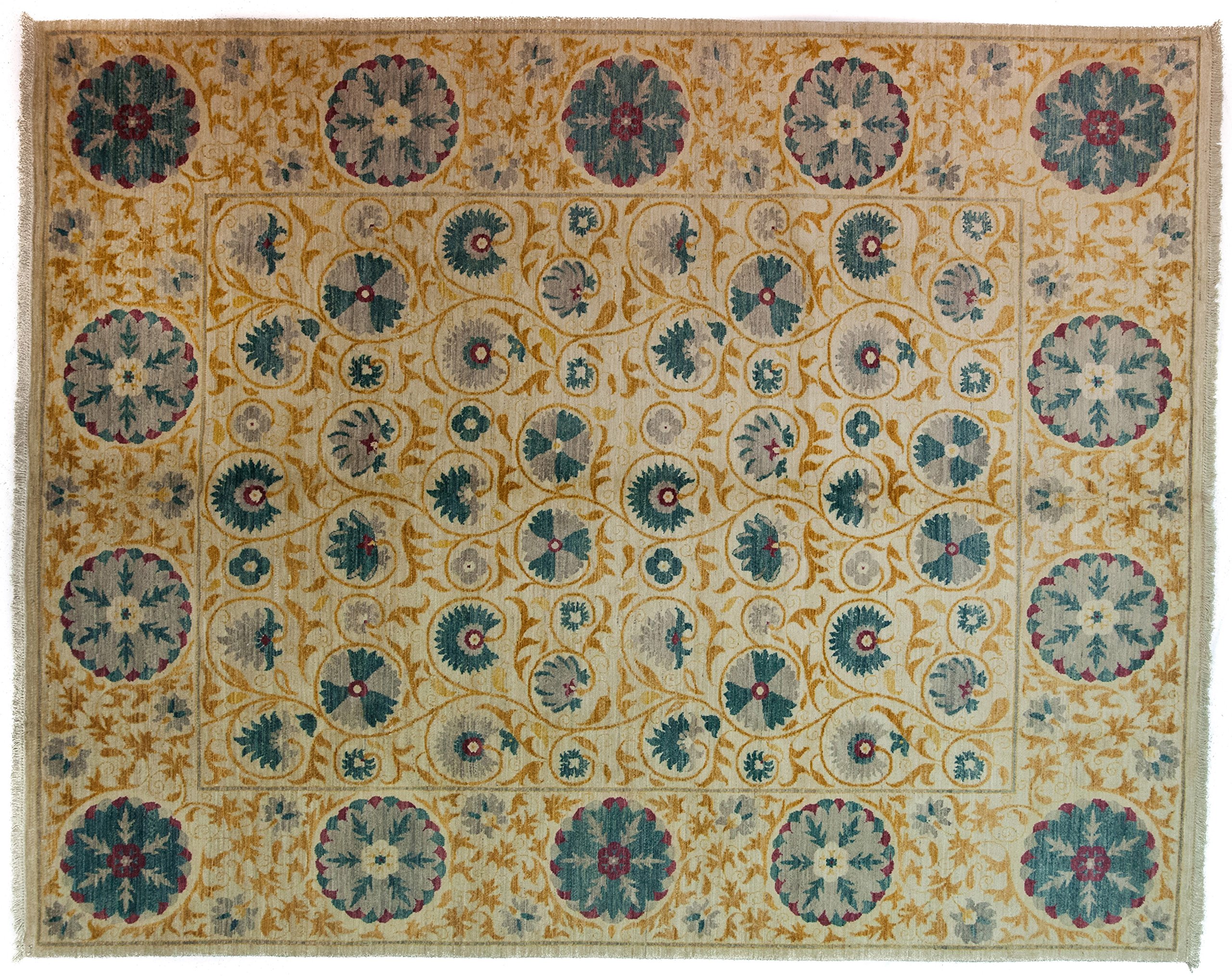 Hand-Knotted Suzani Area Rug 8'3