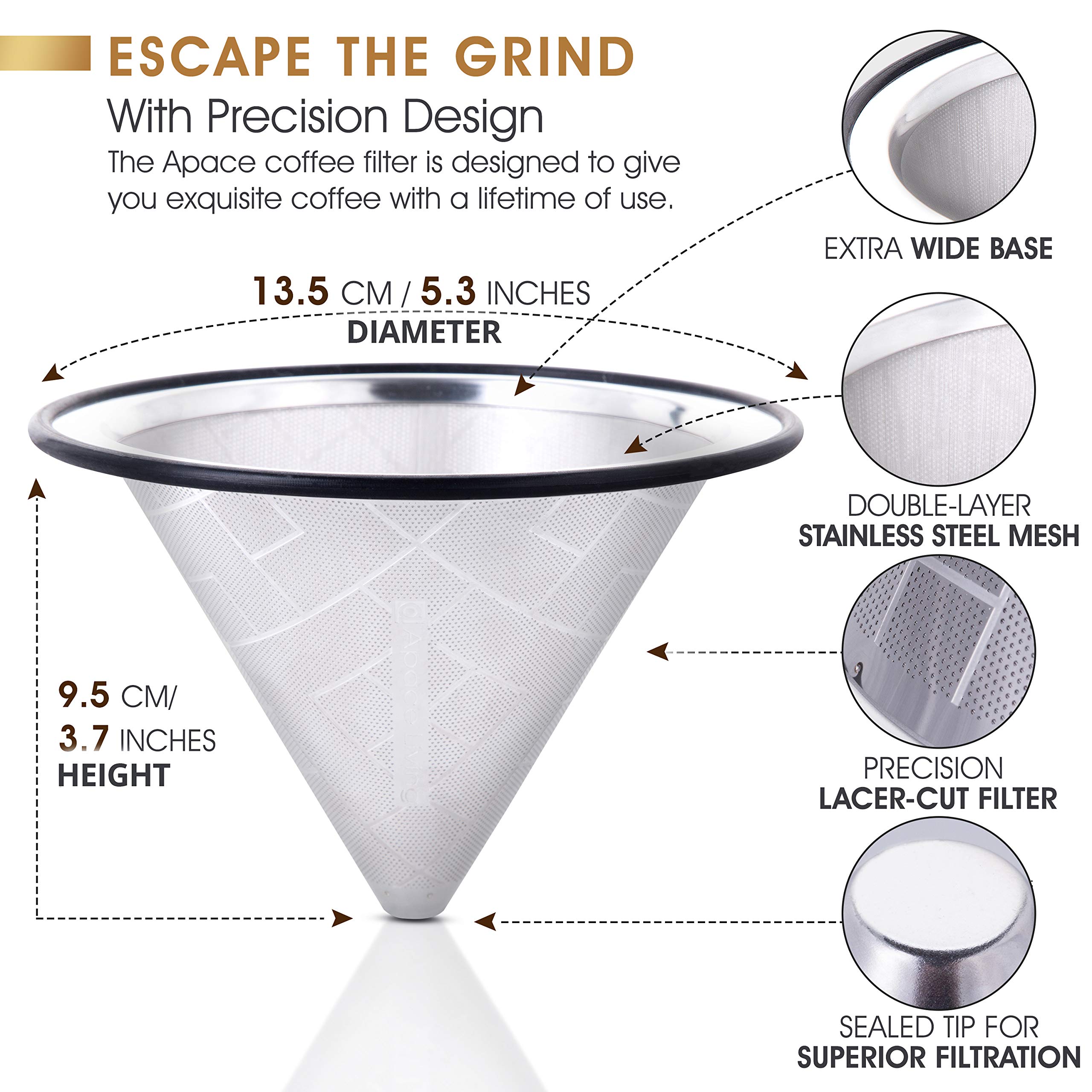 Reusable Stainless Steel Coffee Dripper for Hario V60 & Chemex - Eco-Friendly Pour Over Brewing at Home