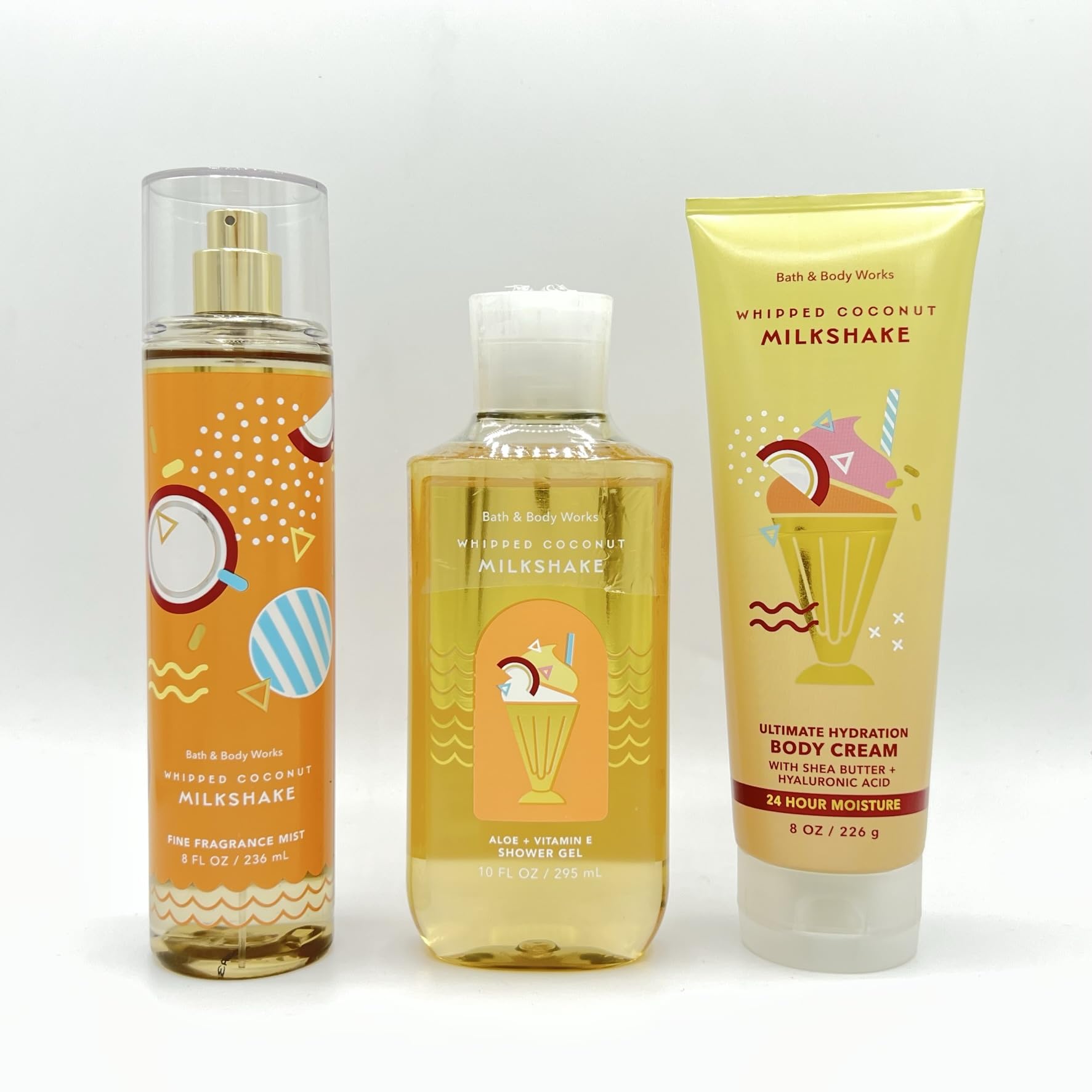 Organic Whipped Coconut Milkshake Bath & Body Gift Set - 3 Piece Luxury Skincare Bundle with Fragrance Mist, Shower Gel & Hydrating Body Cream for Spa Day, Self Care & Relaxation at Home