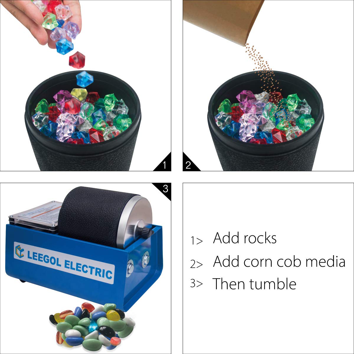 Leegol Electric 5LB Media for Rock, Brass & Metal Cleaning & Polishing – Perfect for Jewelry Making, DIY Crafts & Metal Restoration
