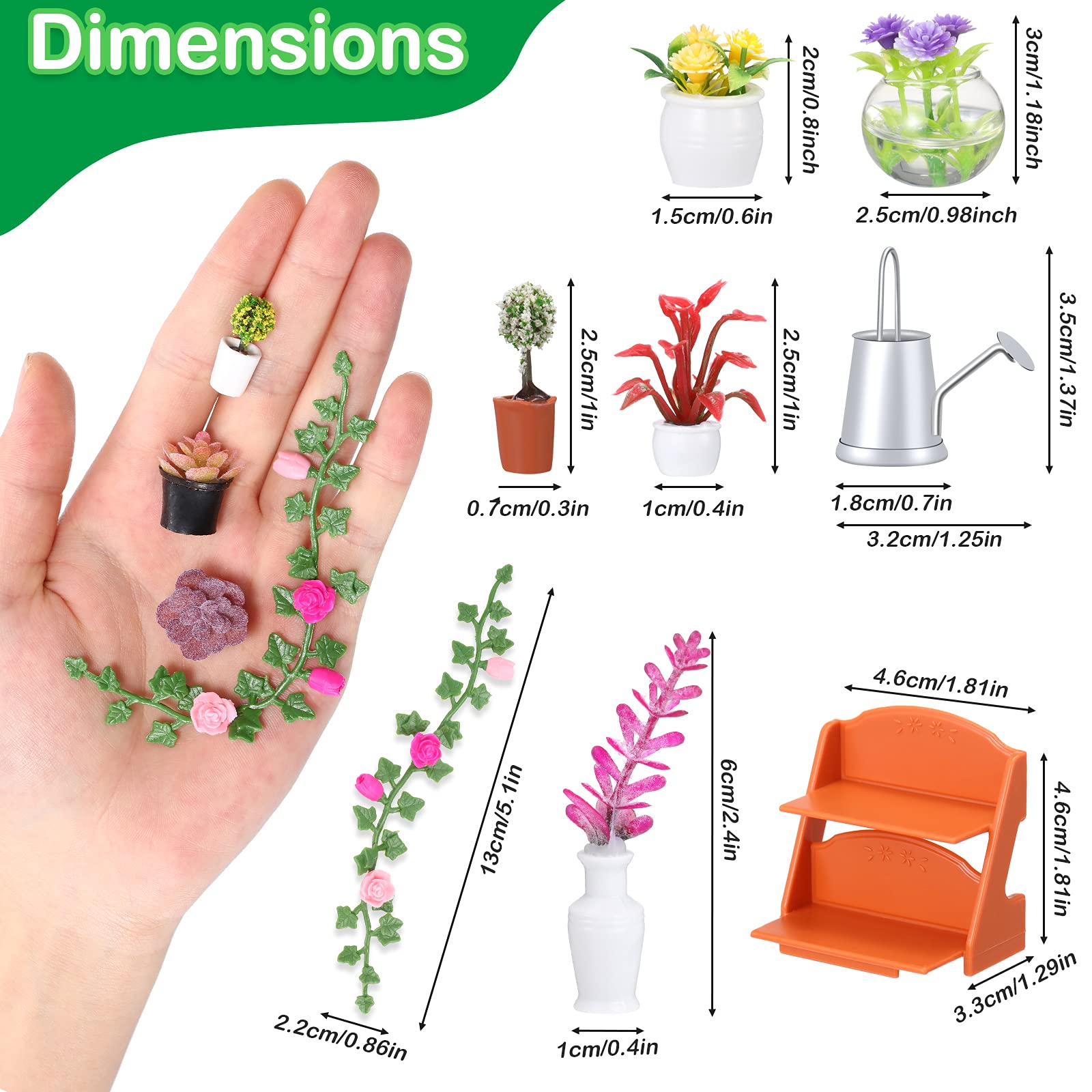 26-Piece Miniature Dollhouse Plants - Tiny Fake Bonsai & Potted Flower Models - Vibrant Mini Greenery Decor for Dollhouse, DIY Scenes & Model Train Sets - Perfect for Kids Room Decor, Birthday Gifts & Creative Play