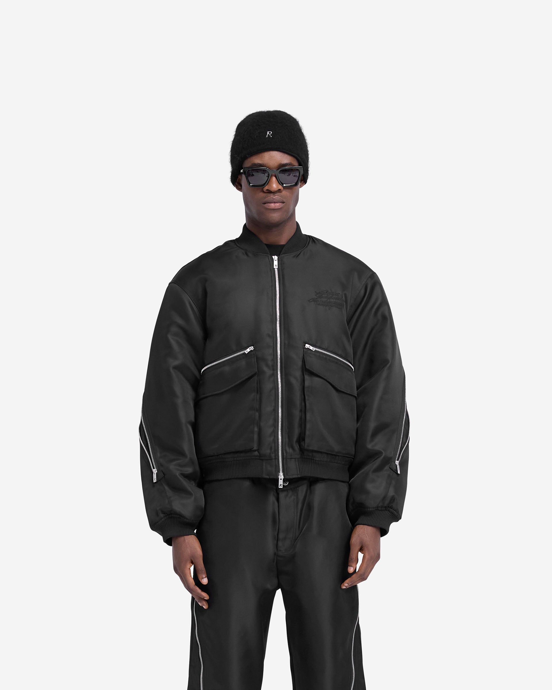 Stylish Zip Back Bomber Jacket in Jet Black - Perfect for Casual Outfits & Streetwear Fashion