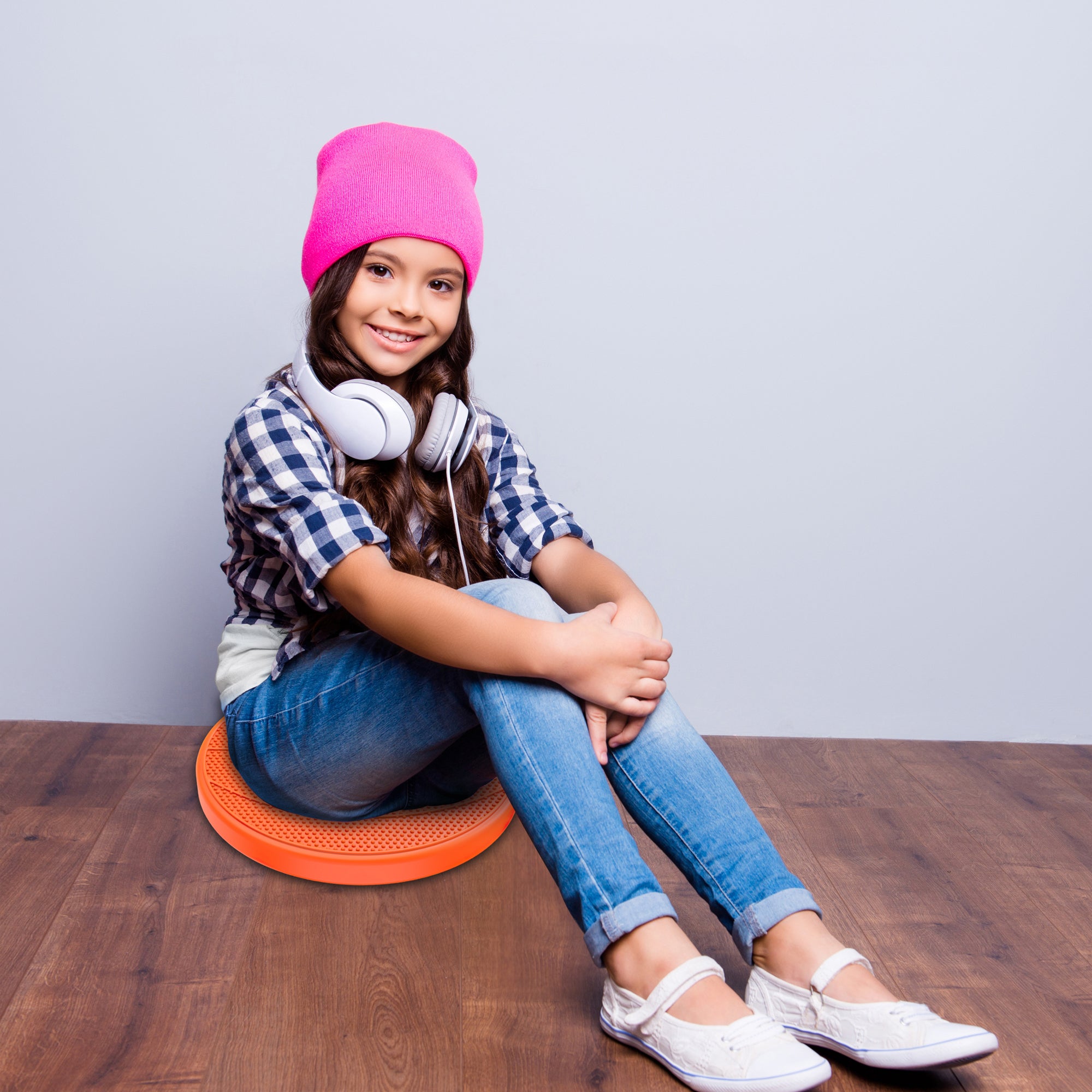 Bouncyband Wiggle Seat Sensory Cushion - Orange Basketball Design for Kids with ADHD, Autism - Improve Focus & Posture in Classroom, Home, or Office