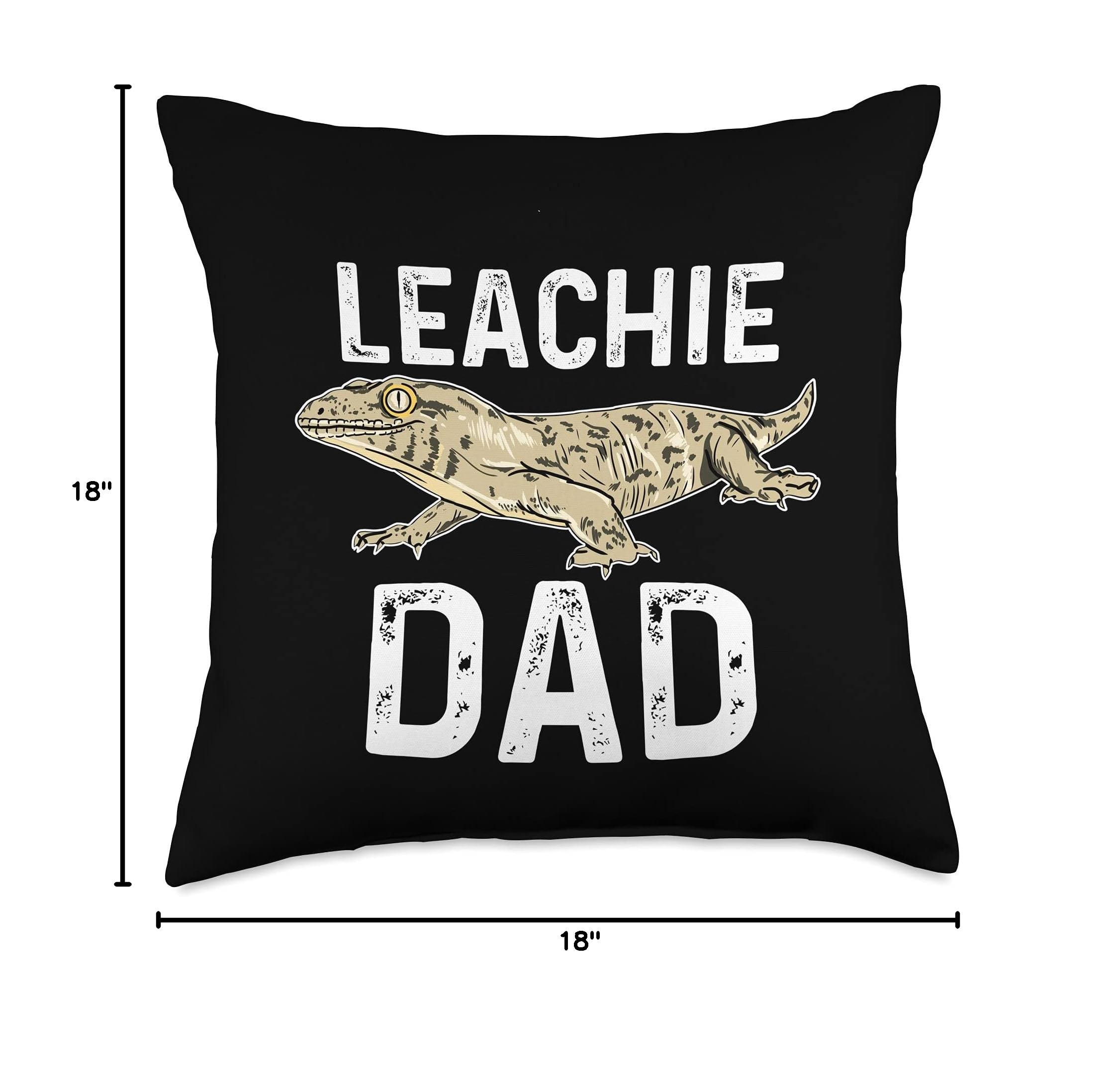 Leachie Gecko Throw Pillow 18x18 - Reptile Lover Gift for Dad
