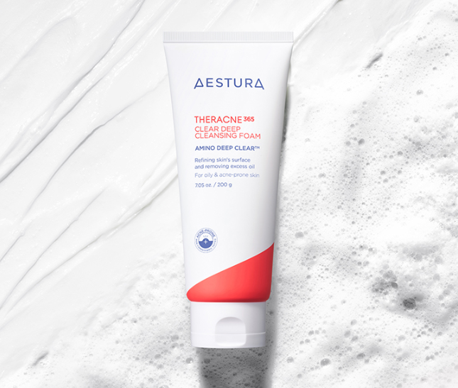 AESTURA Theracne 365 Clear Deep Cleansing Foam 200ml - Oil Control & Pore Minimizing Face Wash for Acne-Prone Skin | Daily Gentle Cleanser for Men & Women | Perfect for Morning & Night Skincare Routine