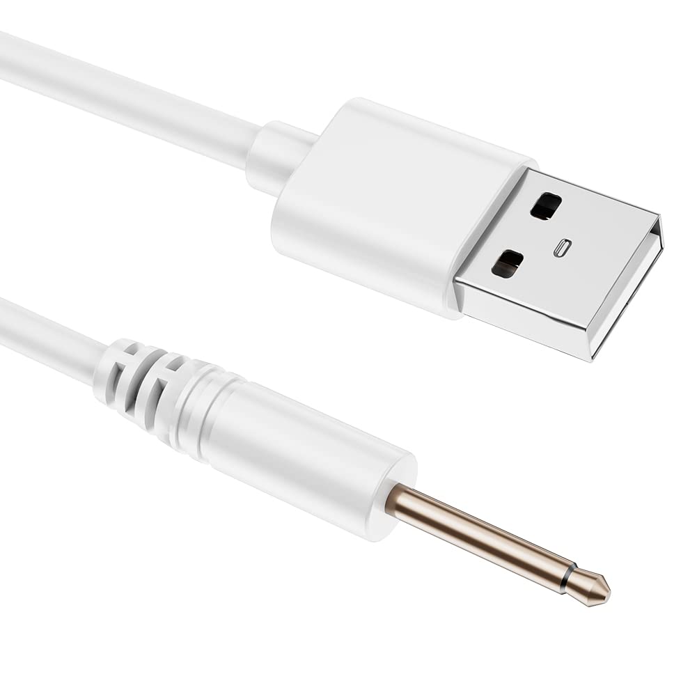 2.5mm DC Fast Charging Cable [2-Pack 3.9ft] - USB to DC Power Cord for Women's Vibrators & Massagers - High-Speed USB 2.0 Charger - White - Perfect for Personal Care Devices & Portable Electronics