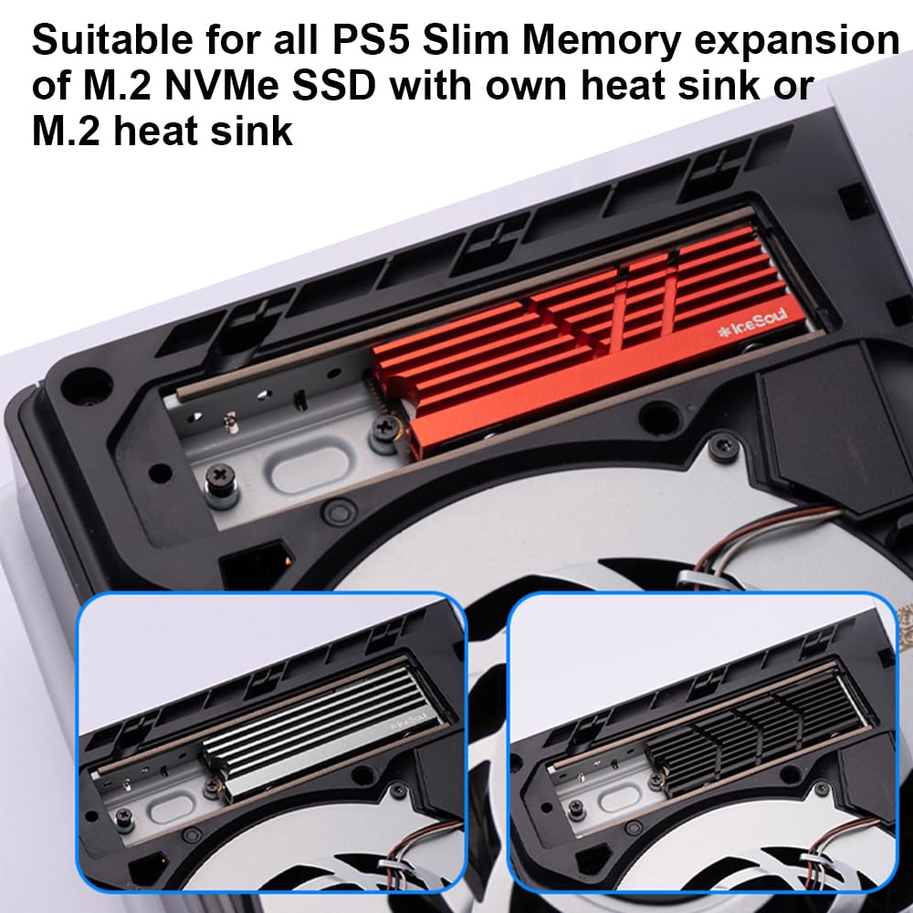 JOYJOM PS5 Slim SSD Heatsink Cover - Aluminum Cooling Cover for PS5 Slim & Pro M.2 SSD Expansion Slot | Heat Dissipation & Dust Proof Solution | Perfect for Gaming & Extended Play Sessions