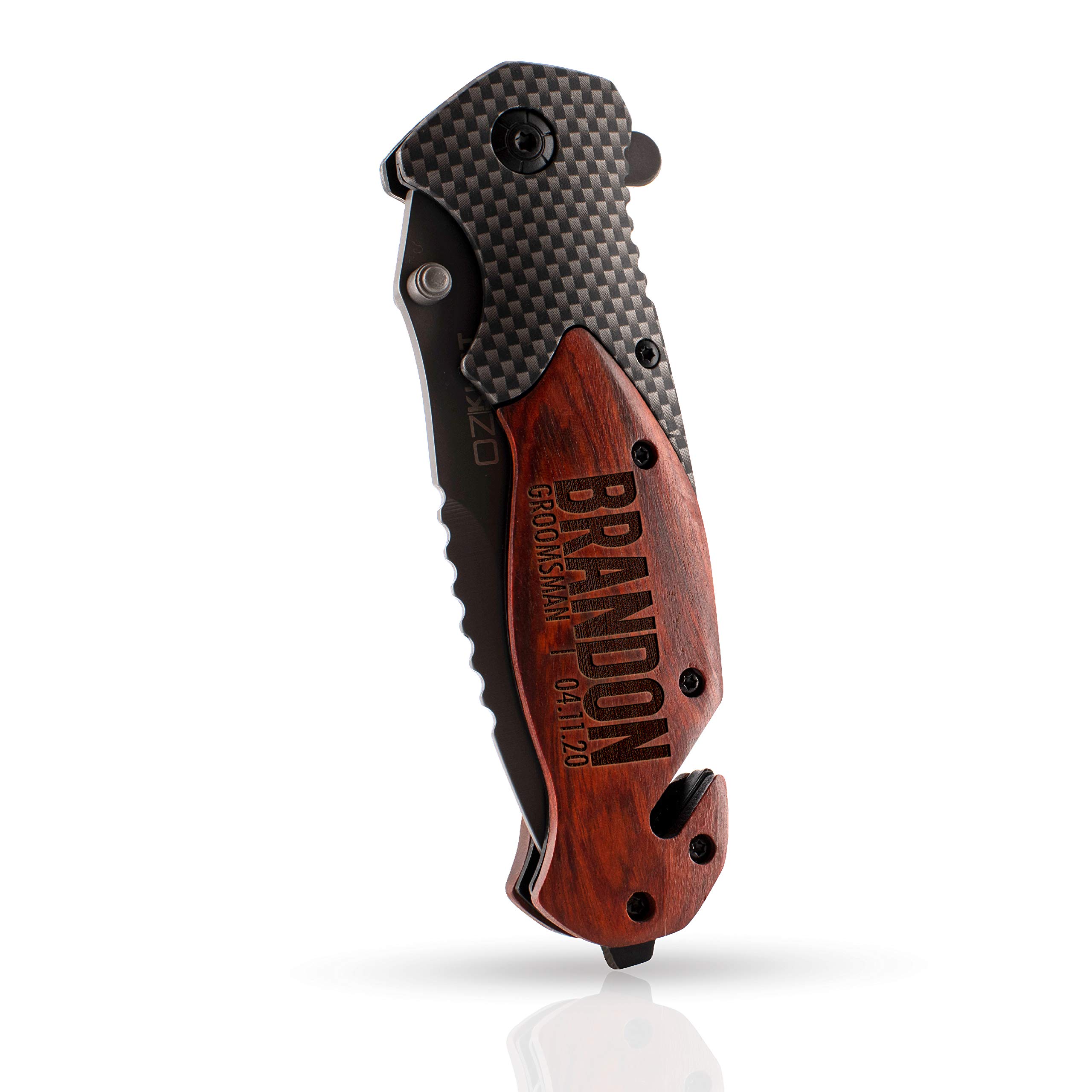 Personalized Groomsmen Pocket Knife Set of 6 - Custom Engraved with Name, Title & Date - Unique Groomsman Gift for Wedding - Perfect for Best Man, Ushers & Bridal Party - Great for Outdoor Adventures, Camping & Everyday Carry