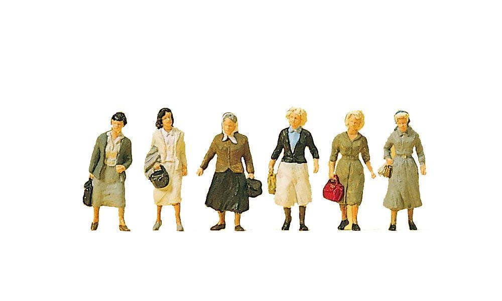 Preiser 10365 HO Scale Female Spectators & Commuters Model Train Figures (6-Pack) - Perfect for Train Layouts, Dioramas, and Miniature Scenes