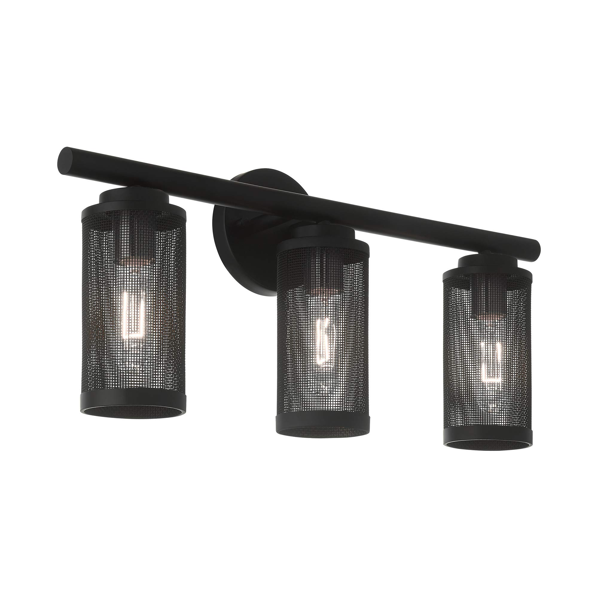 Livex Lighting 3-Light Black Bathroom Vanity Light with Brushed Nickel Accents - Modern Fixture for Bathroom, Powder Room or Dressing Area (Model 14123-04)