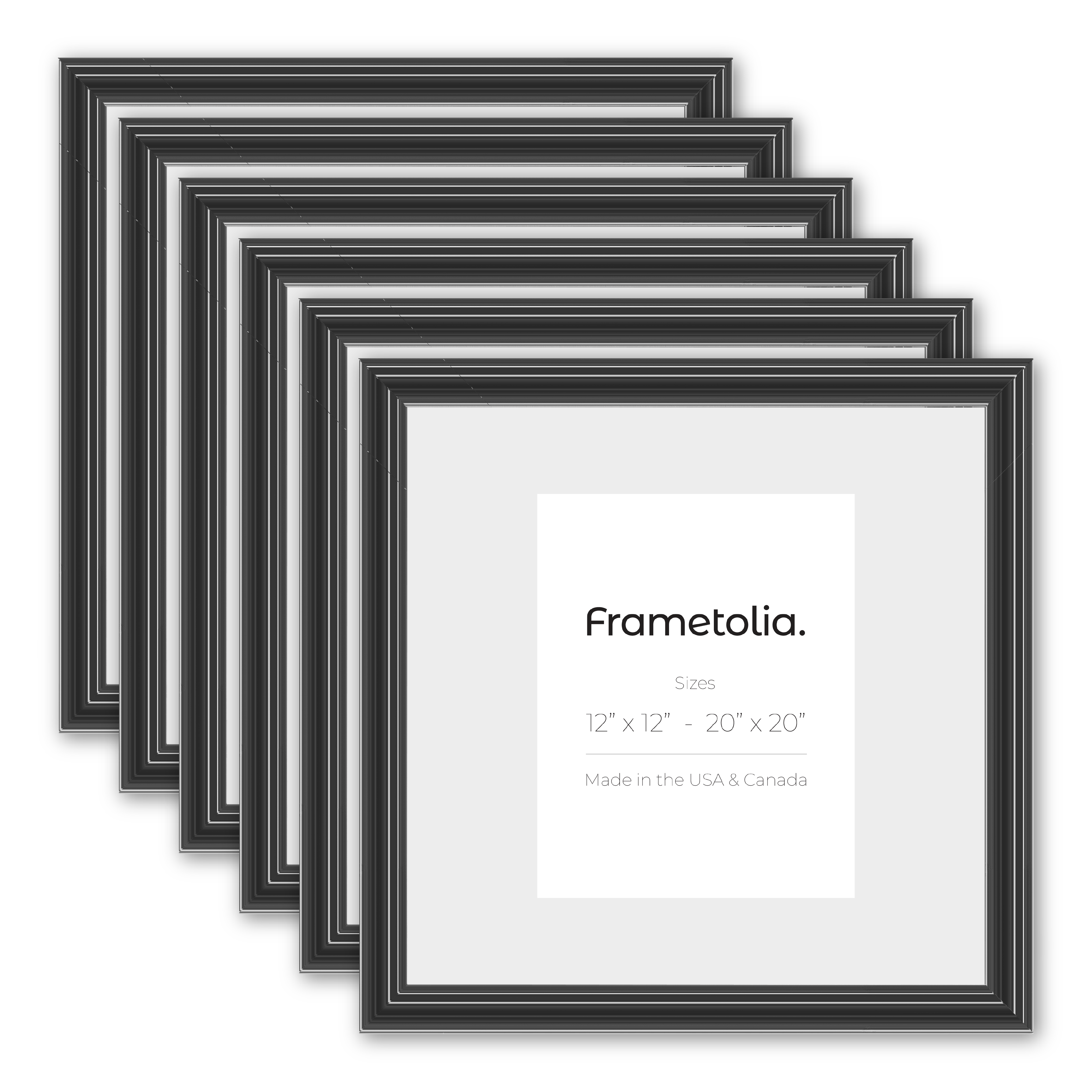 6-Pack Black Glossy Electric Wide Wall Frames - Modern Home & Office Decor for Living Room, Bedroom, or Gallery Display