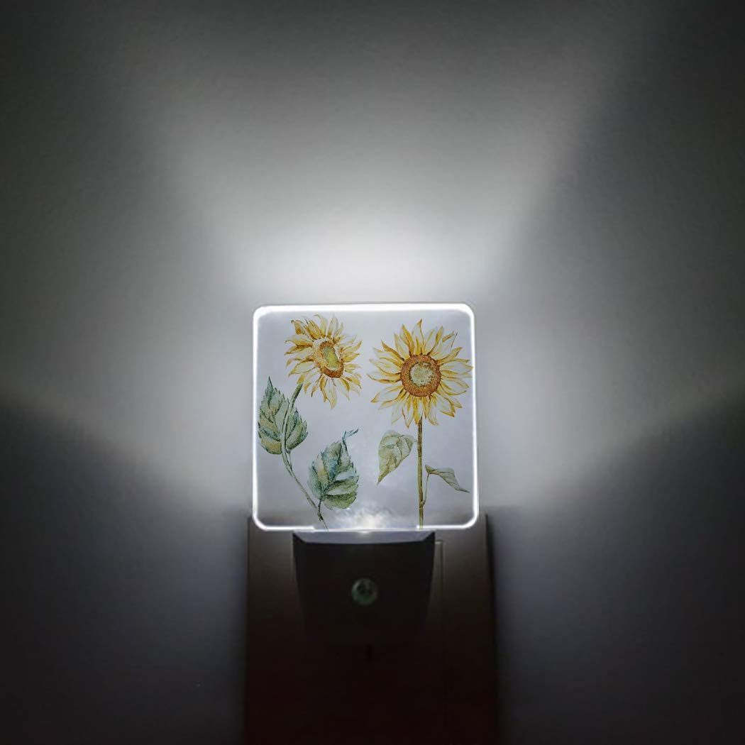 Sunflower LED Night Light with Auto Sensor - Plug in Wall Nightlight for Bathroom, Bedroom, Hallway - Bright & Dim Modes - Floral Decor for Kids, Girls & Adults - Perfect for Nighttime Safety & Cozy Ambience