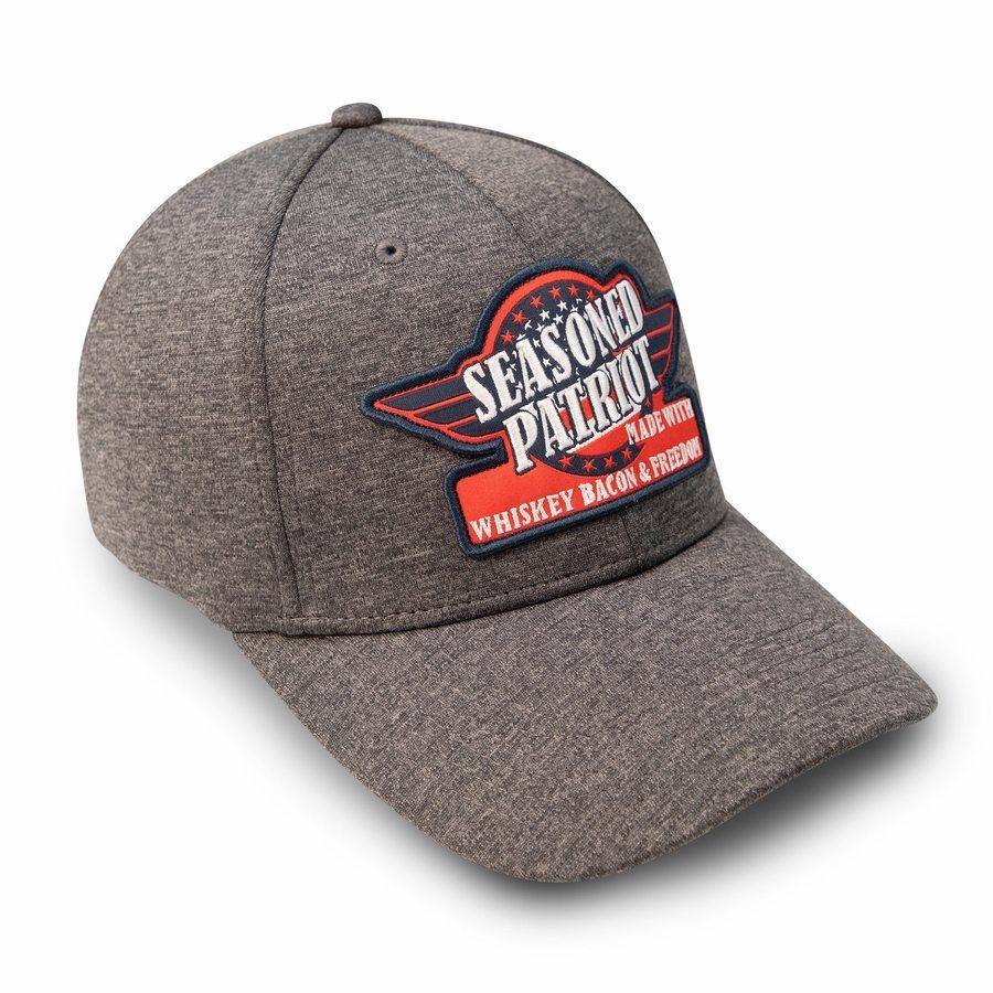 Seasoned Patriot Stretch Fit Hat - Adjustable Baseball Cap for Men & Women - Comfortable Gray Hat for Outdoor Activities, Sports & Casual Wear