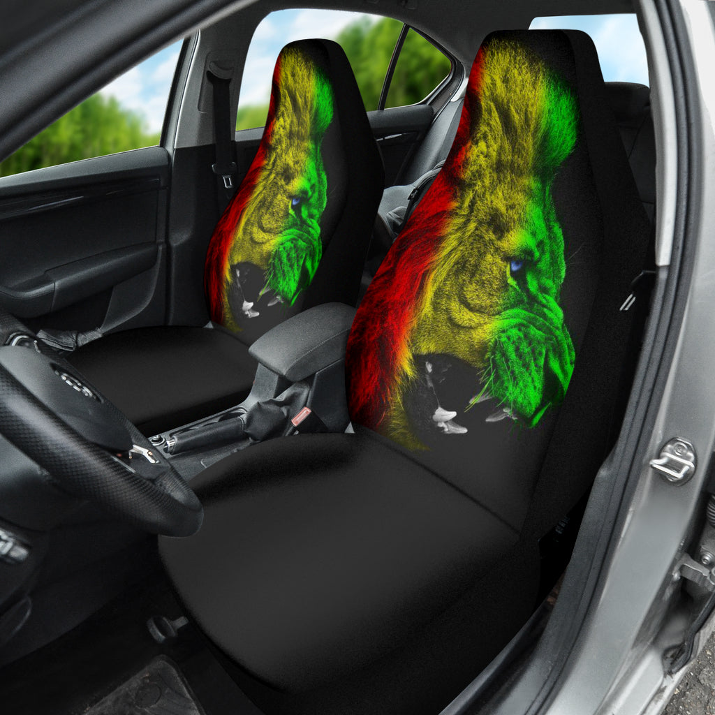Stylish Rasta Lion Roaring Car Seat Covers - Perfect for Reggae Fans & Car Enthusiasts | Durable & Fashionable Auto Accessories for Jeep, Truck, SUV | Great Gift Idea for Birthdays & Holidays