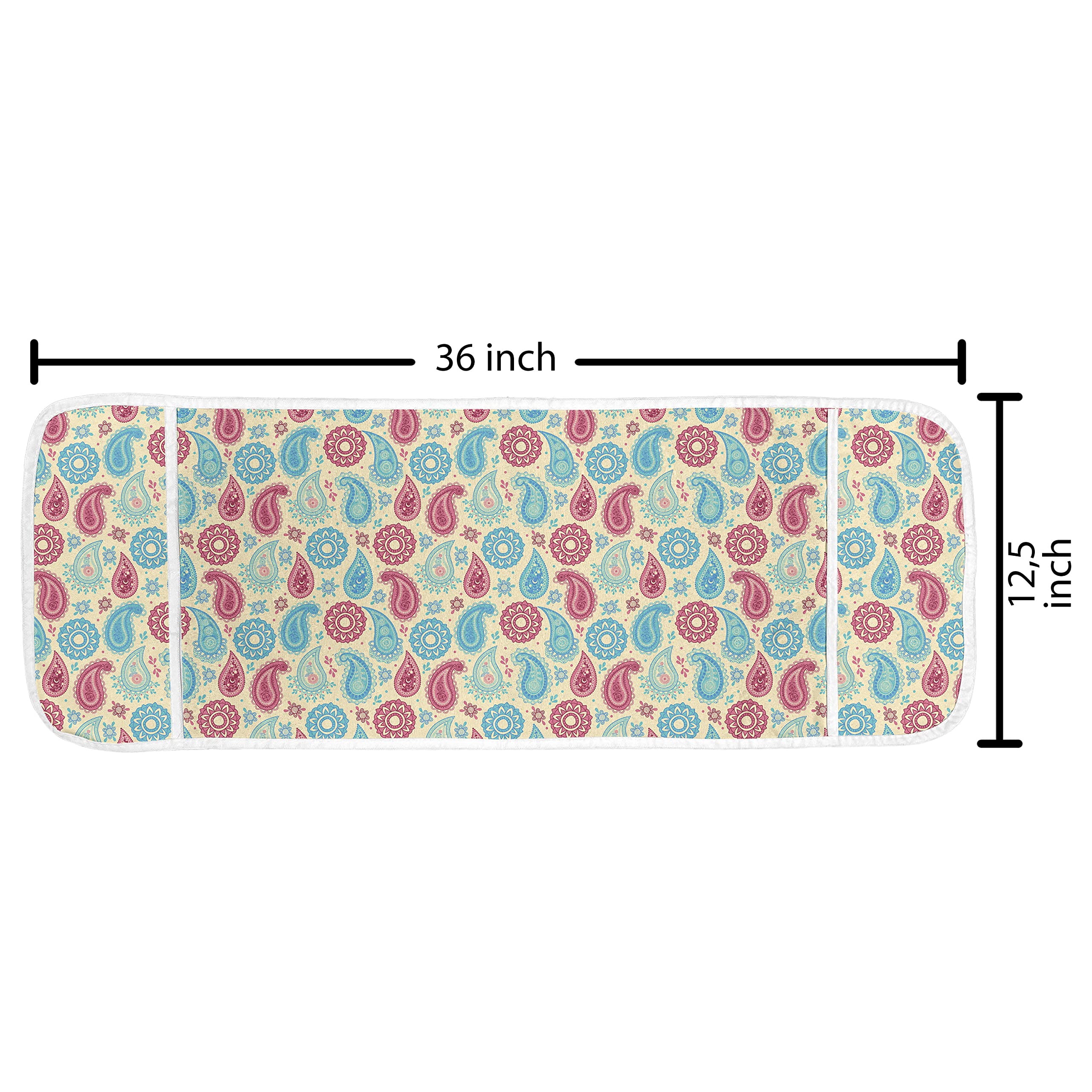 Ambesonne Retro Paisley Microwave Cover - Waterproof Kitchen Organizer with Pockets, 36