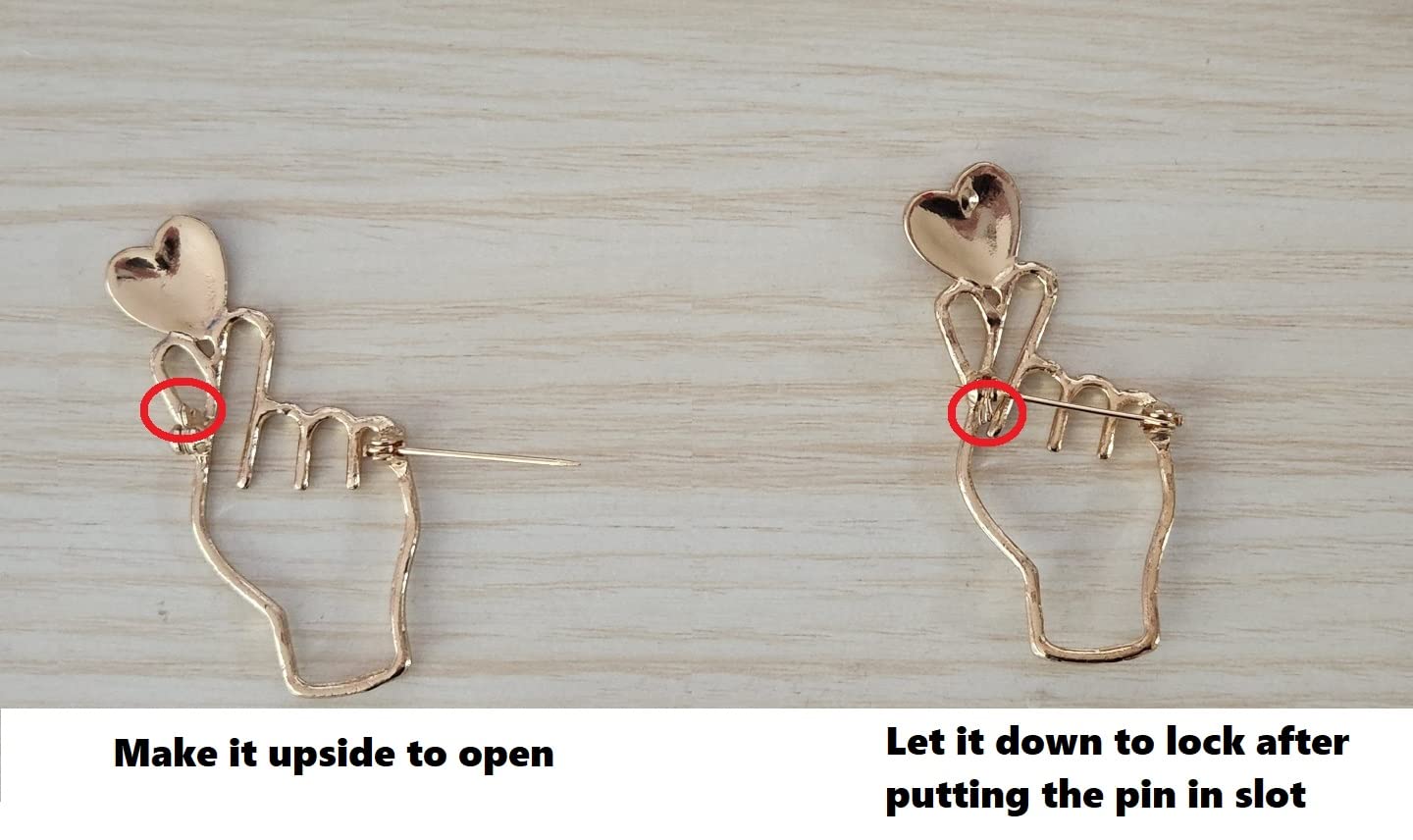 Korean Love Heart Hand Brooches - 2 Pcs K-Pop Pins for Clothing & Accessories | Army Gift Merch | Perfect for BTS Fans, Fashion Decoration & K-Pop Merchandise Collectors