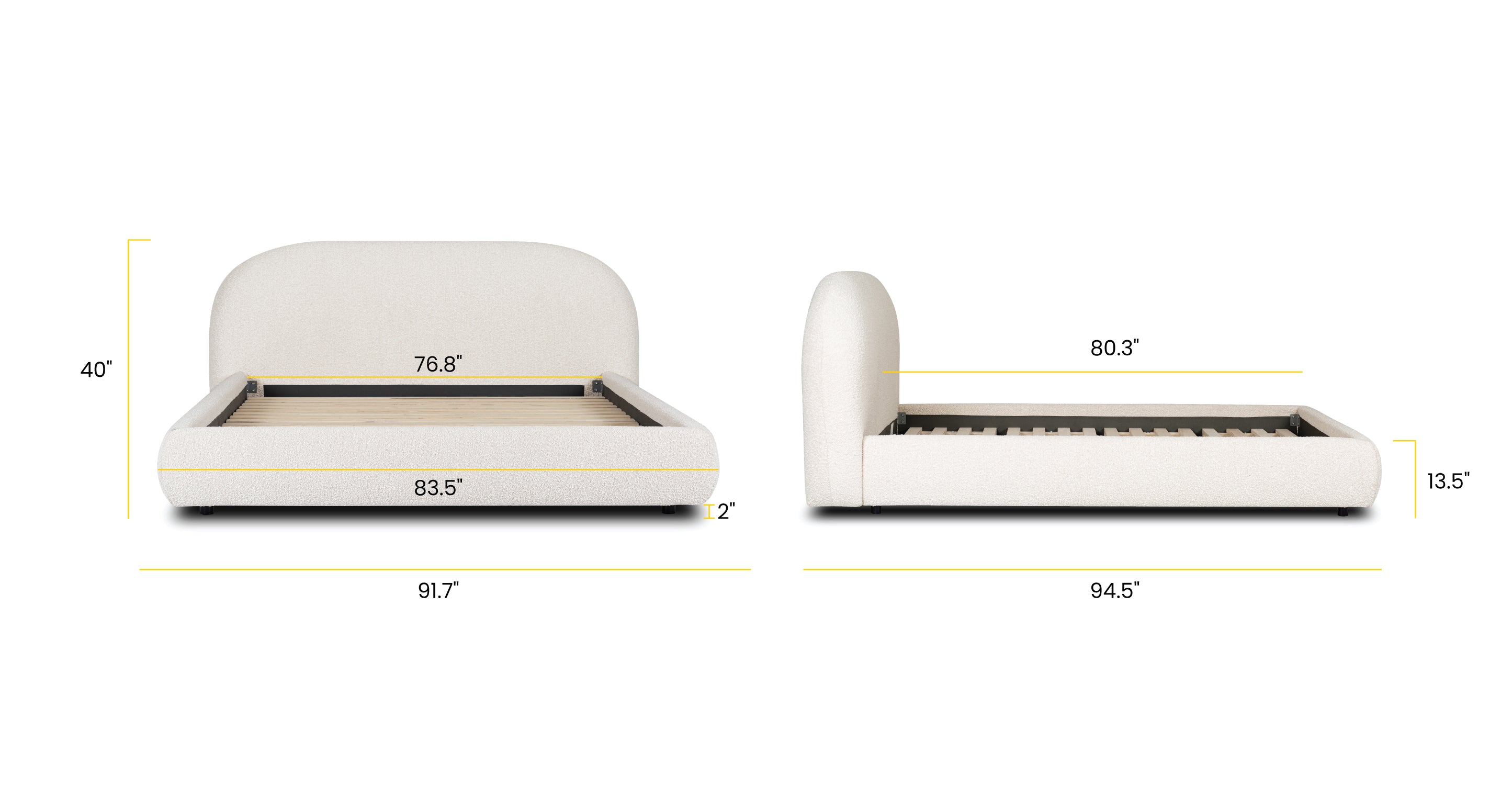 Genoa Queen Size Bed Frame - Modern Platform Bed with Upholstered Headboard, Sturdy Wooden Slats - Perfect for Master Bedroom, Guest Room, or Apartment