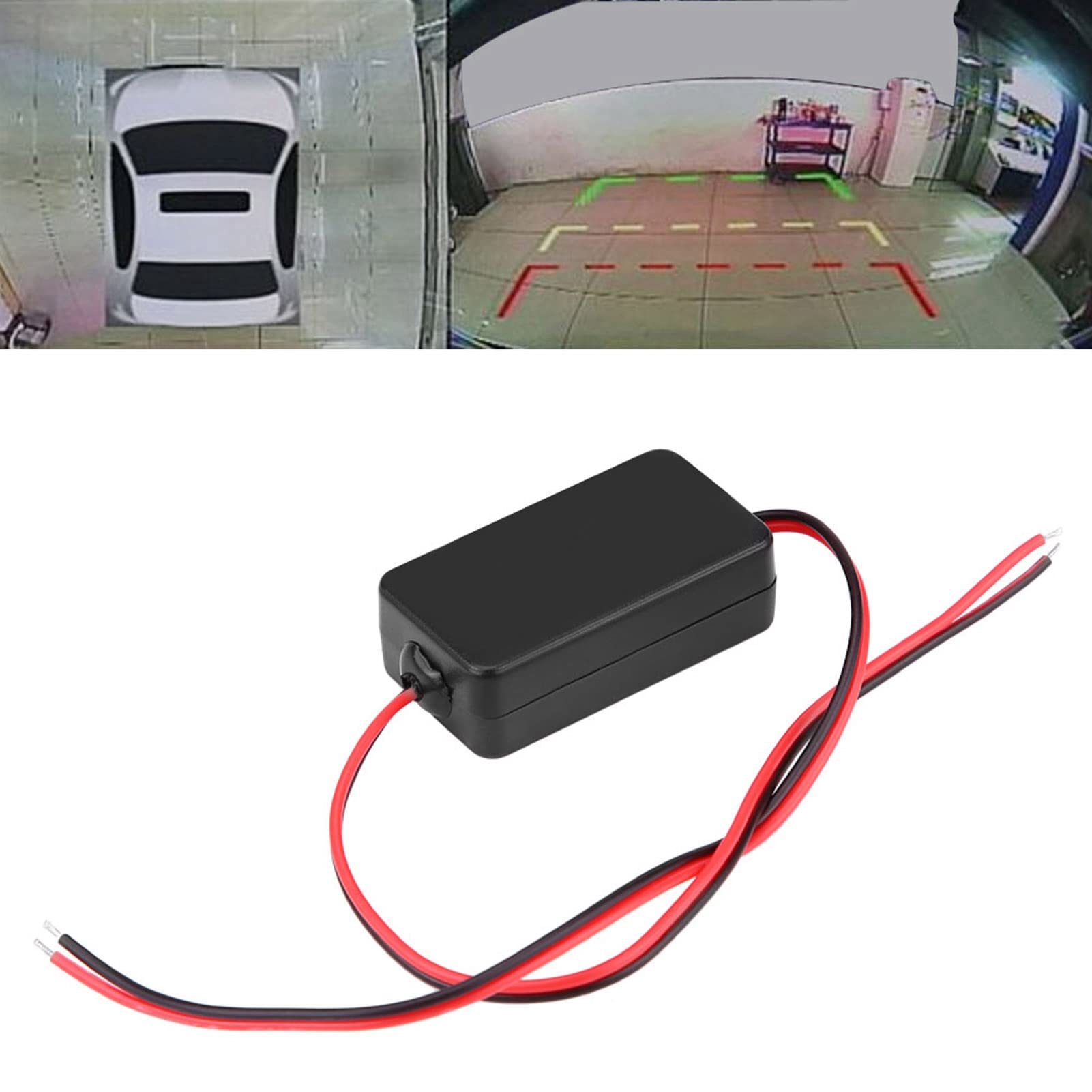 ZPSHYD 12V DC Car Rearview Backup Camera with Power Relay Capacitor Filter Connector - Compatible with German & American Vehicles (Black) | Easy Installation for Safer Parking & Reversing