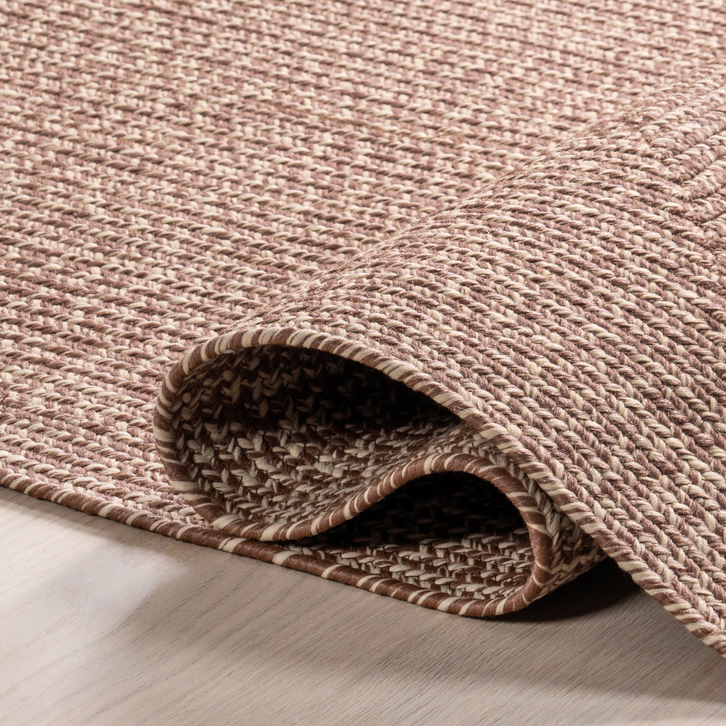 Hand Braided Indoor/Outdoor Rug - All-Weather Durable Brown Boho Chic Floor Mat for Living Room, Patio, Bedroom & Deck Decor