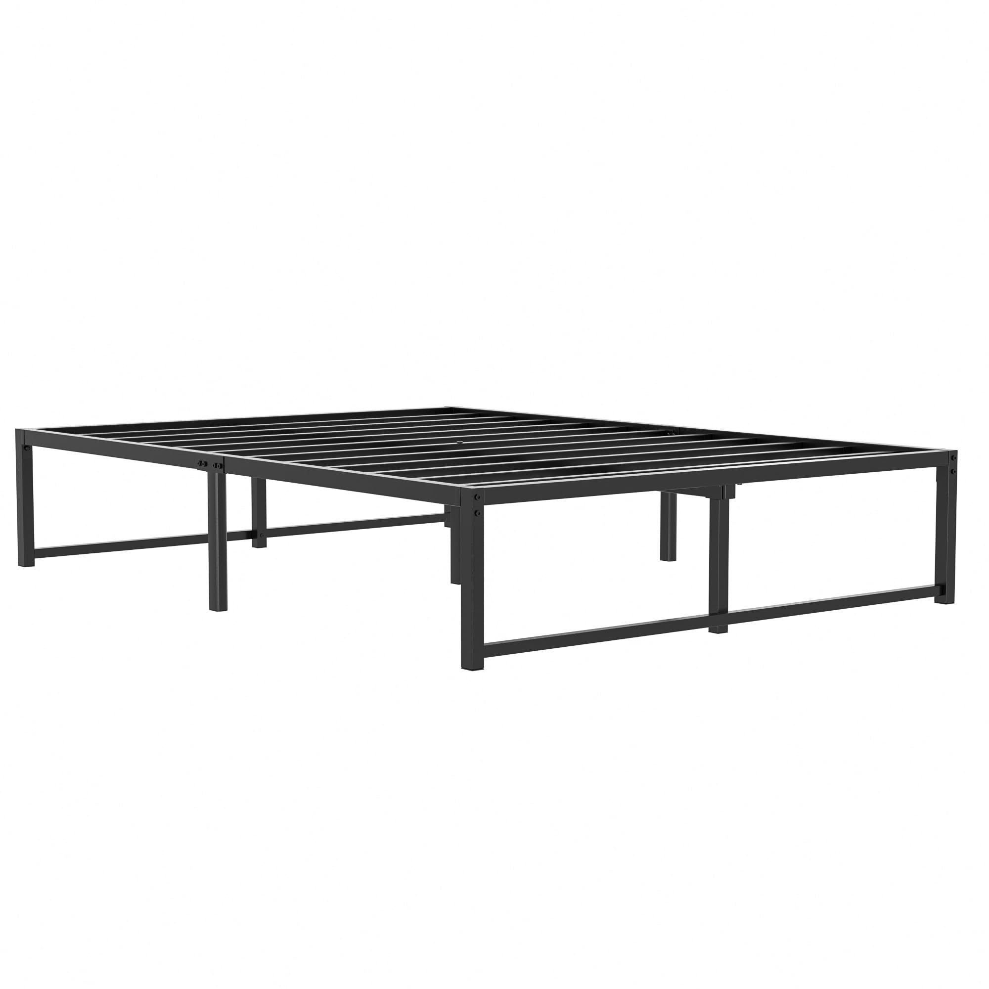 VECELO 14 Inch High Full Bed Frame - Sturdy Metal Platform Mattress Foundation with No Box Spring Needed - Perfect for Small Bedrooms, Guest Rooms & Dorm Rooms