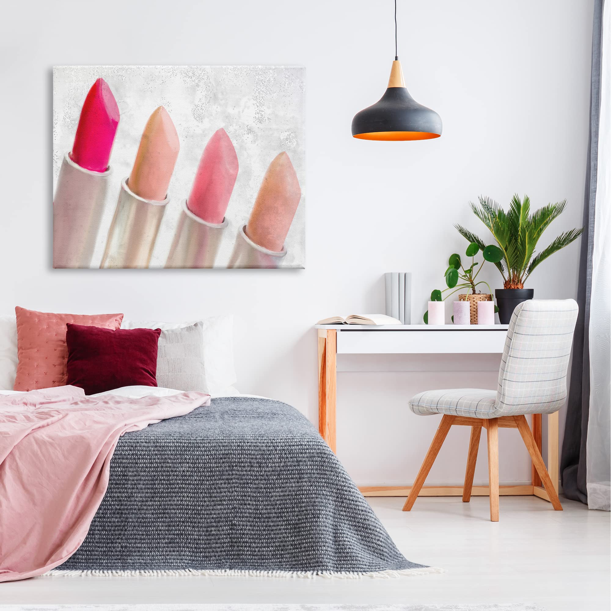 Stupell Industries Stylish Lipstick Assortment - Dazzling Glam Makeup Canvas Wall Art by Kim Allen - Perfect for Beauty Salon Decor, Makeup Studio & Glam Room Wall Decor